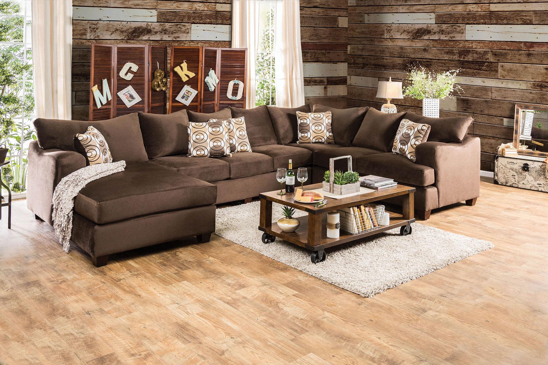 Transitional Sectional Sofa WESSINGTON SM6111 SM6111 in Chocolate Chenille