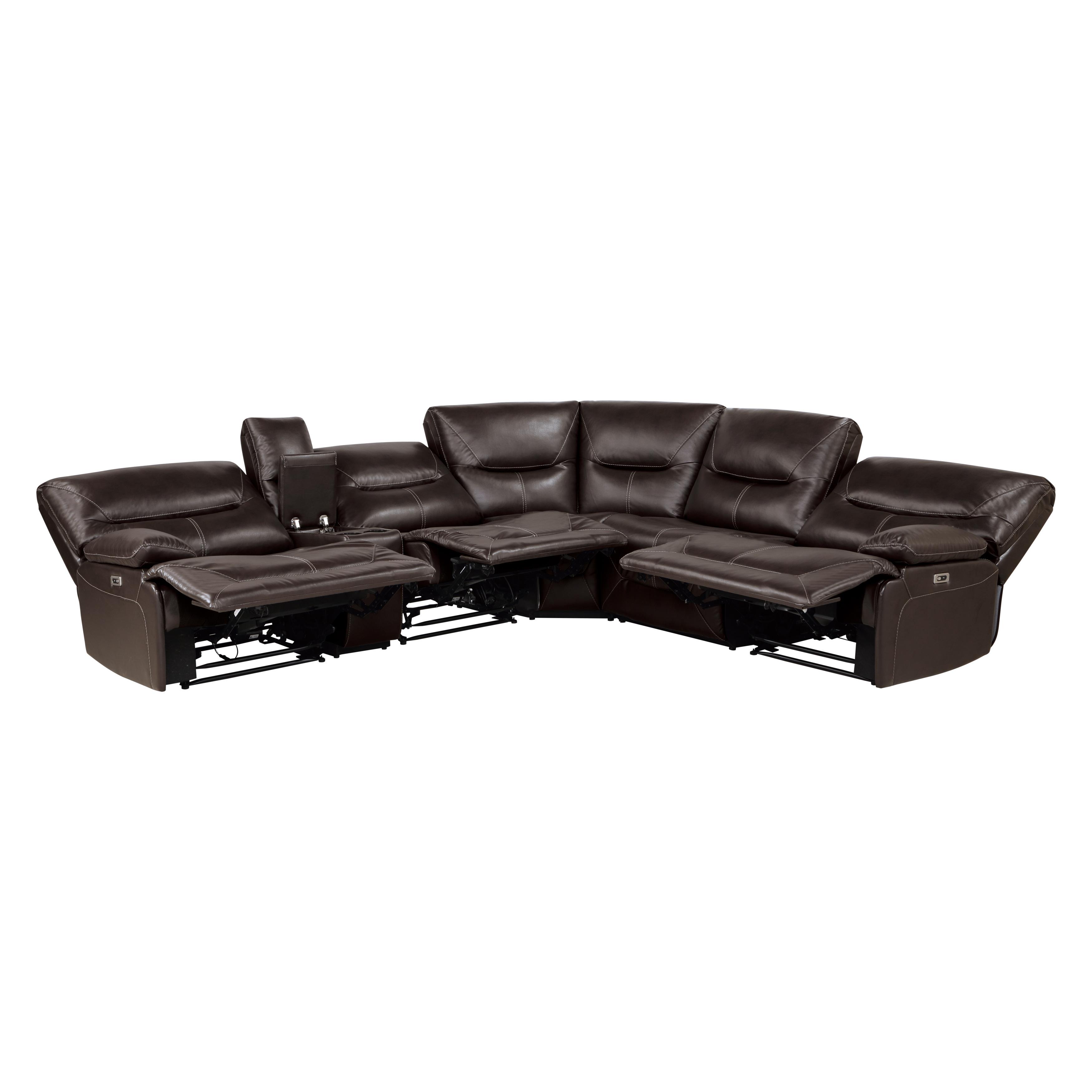 

    
Transitional Brown Faux Leather 6-Piece Power Reclining Sectional Homelegance 9579BRW Dyersburg
