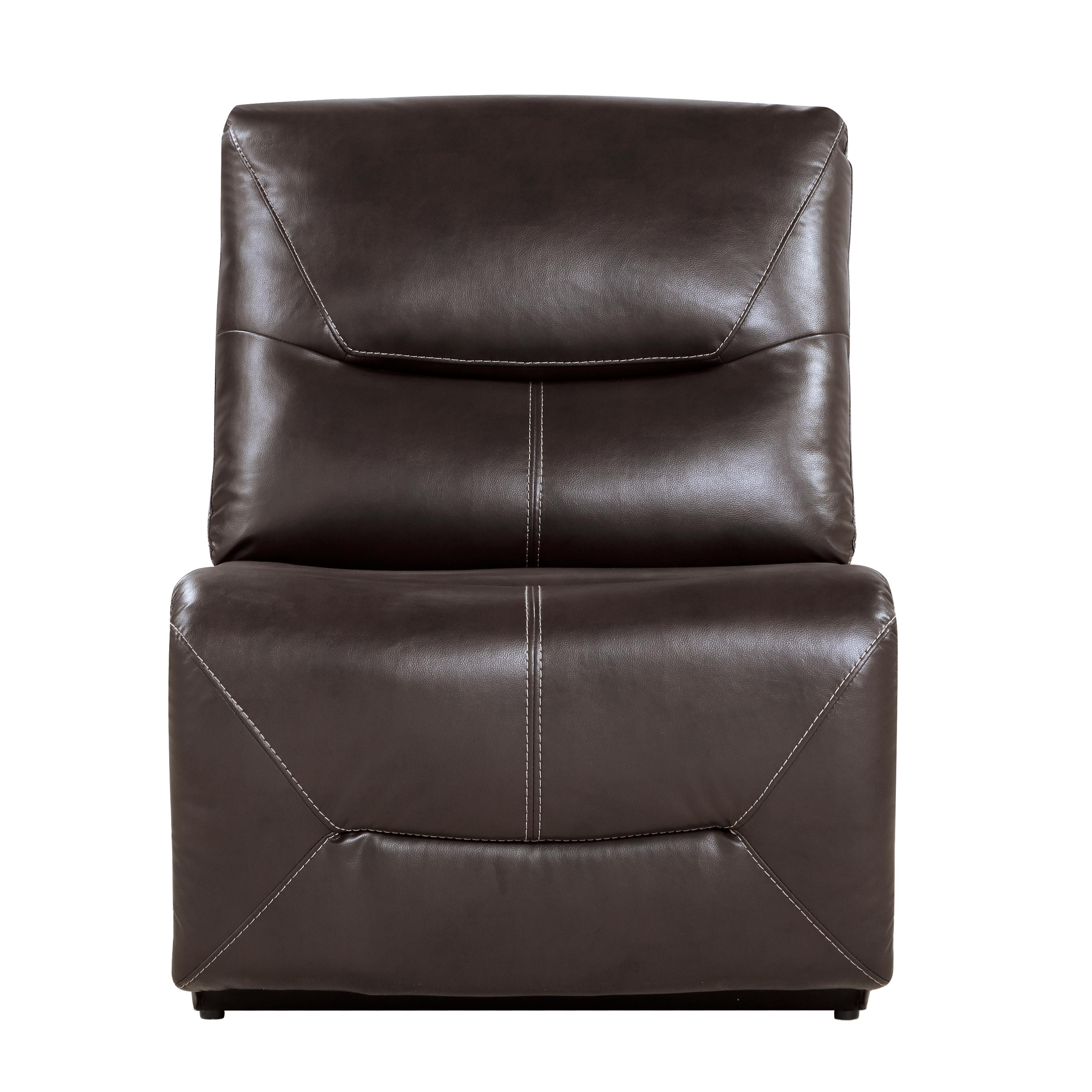Transitional Armless Chair 9579BRW-AC Dyersburg 9579BRW-AC in Brown Faux Leather
