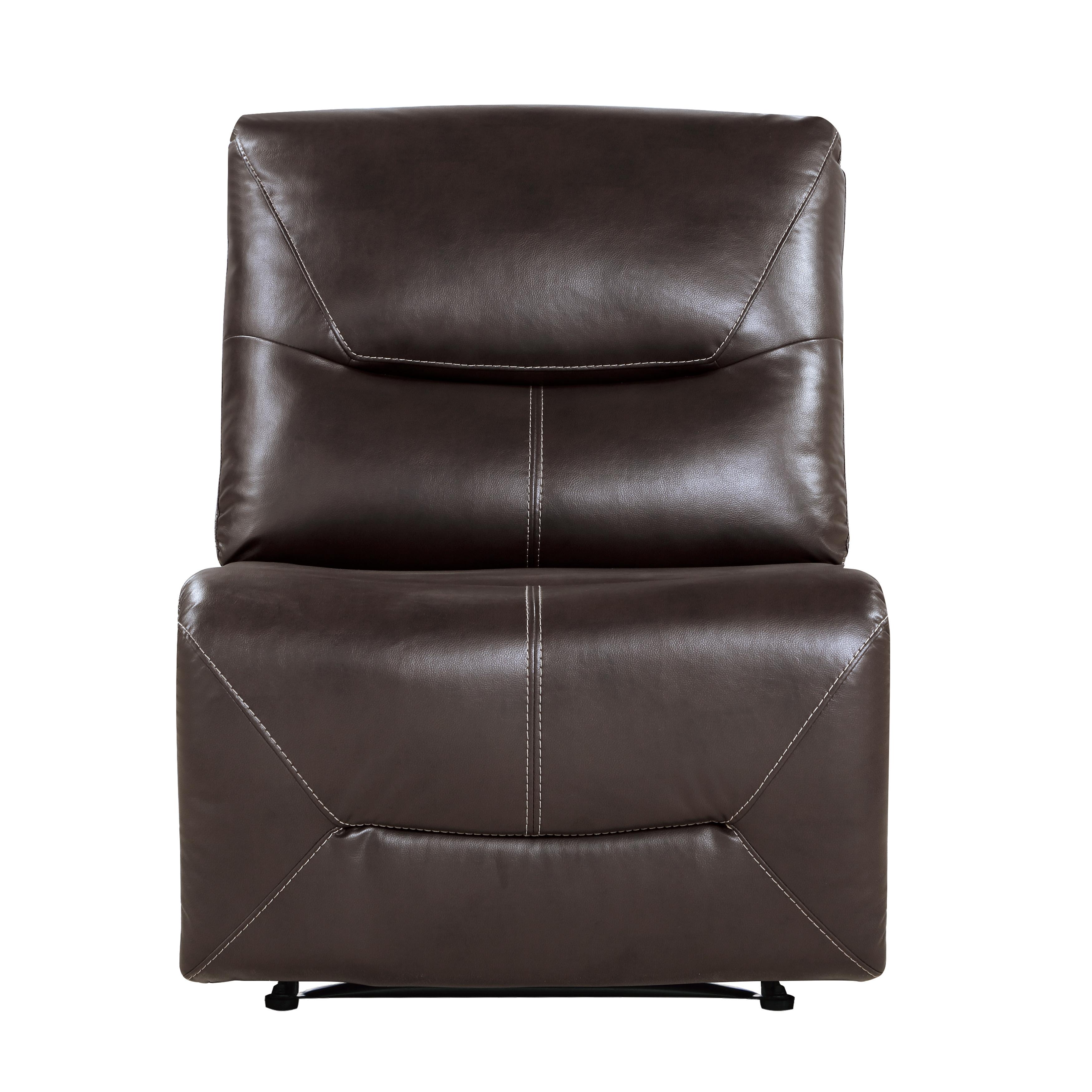 Transitional Power Armless Reclining Chair 9579BRW-ARPW Dyersburg 9579BRW-ARPW in Brown Faux Leather