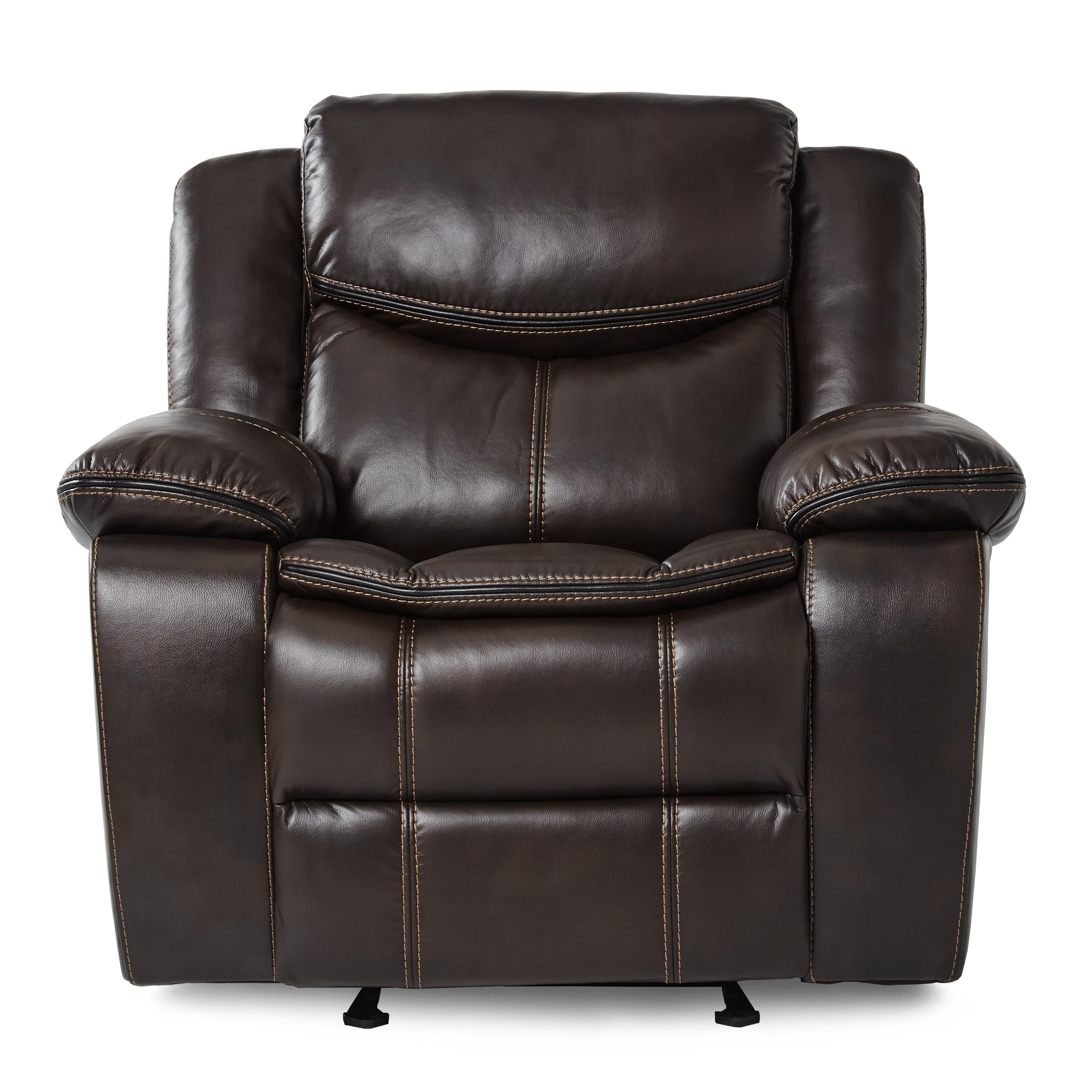 

    
Transitional Brown Faux Leather Reclining Chair Homelegance 8230BRW-1 Bastrop
