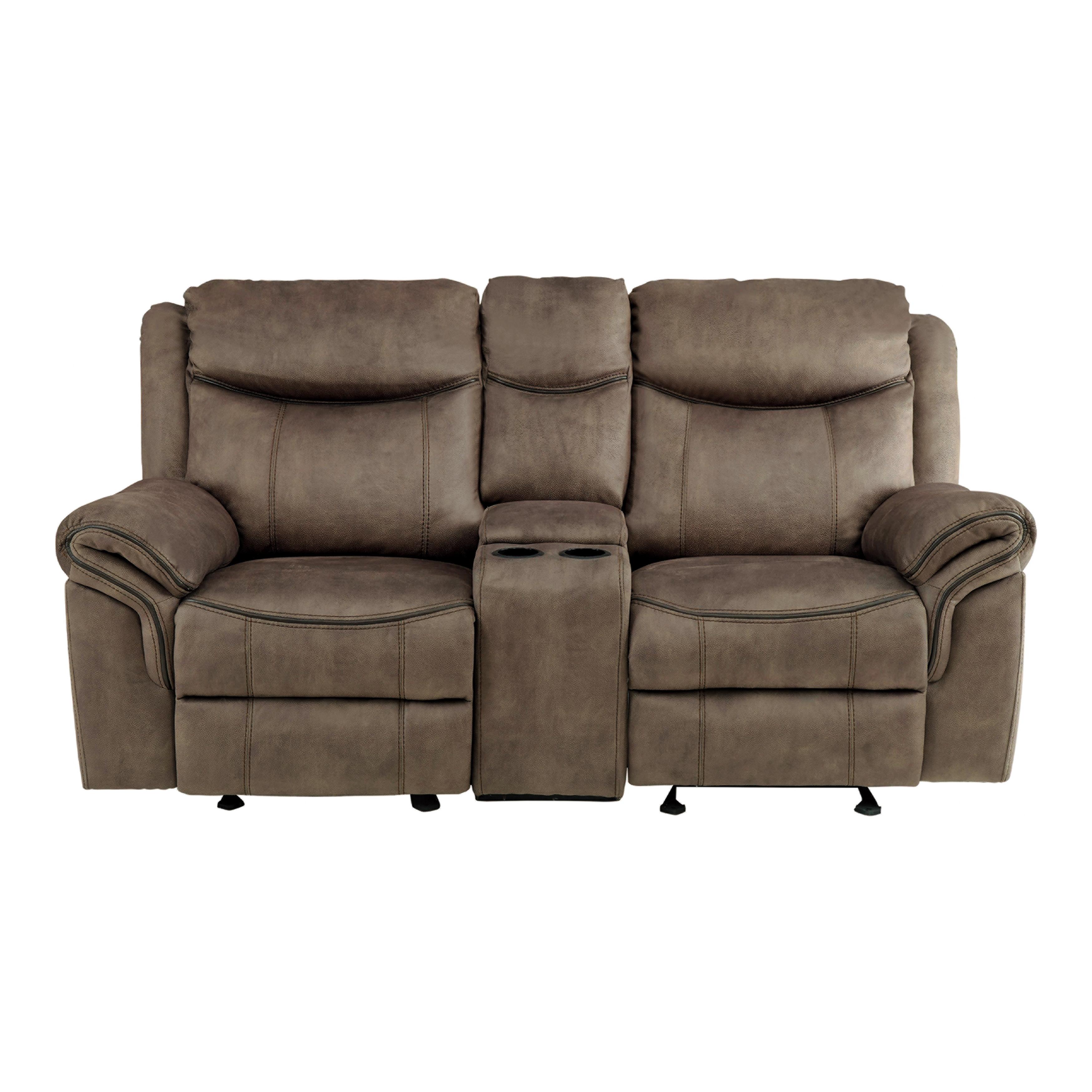 Transitional Reclining Loveseat 8206NF-2 Aram 8206NF-2 in Brown Faux Leather