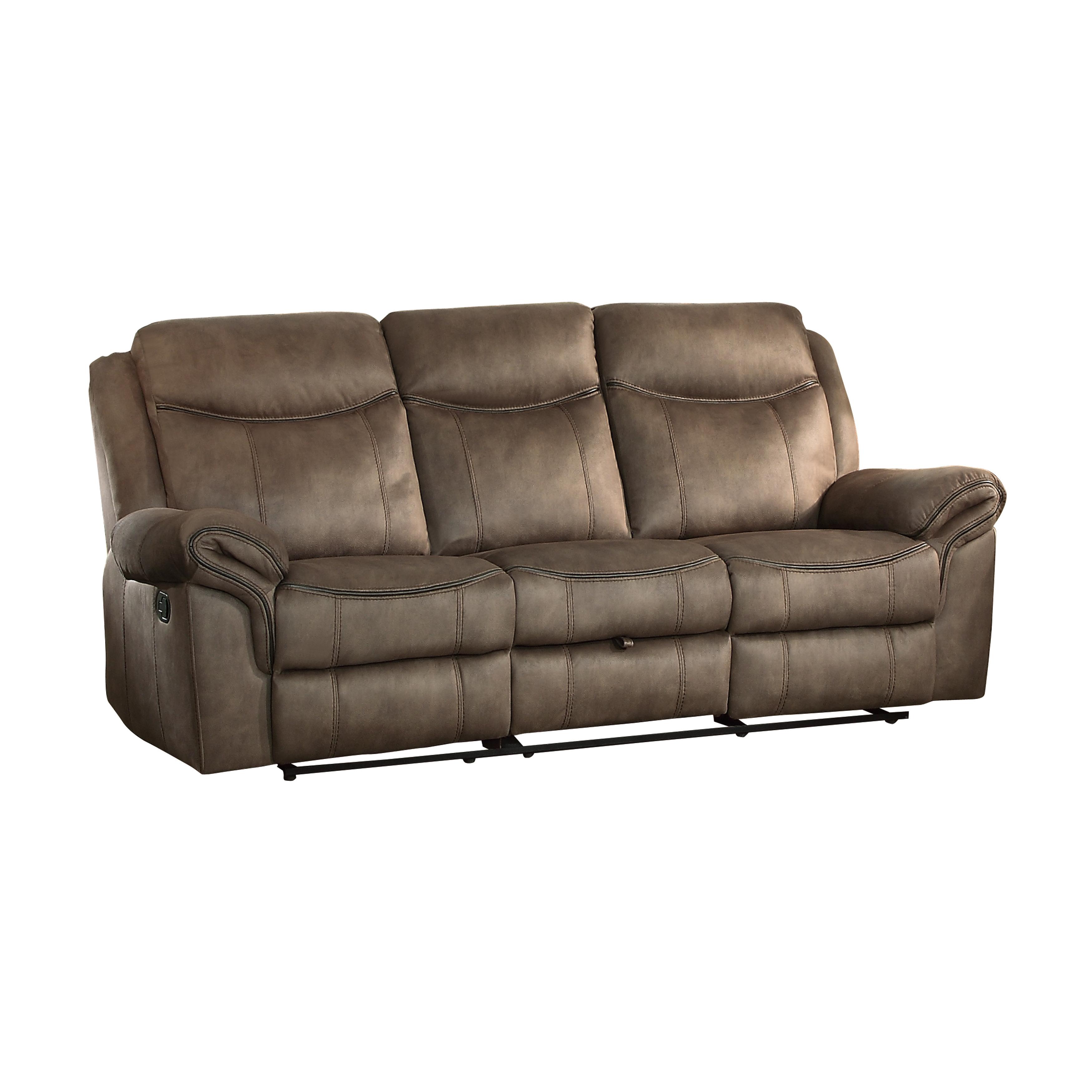 

    
Transitional Brown Faux Leather Reclining Sofa Homelegance 8206NF-3 Aram

