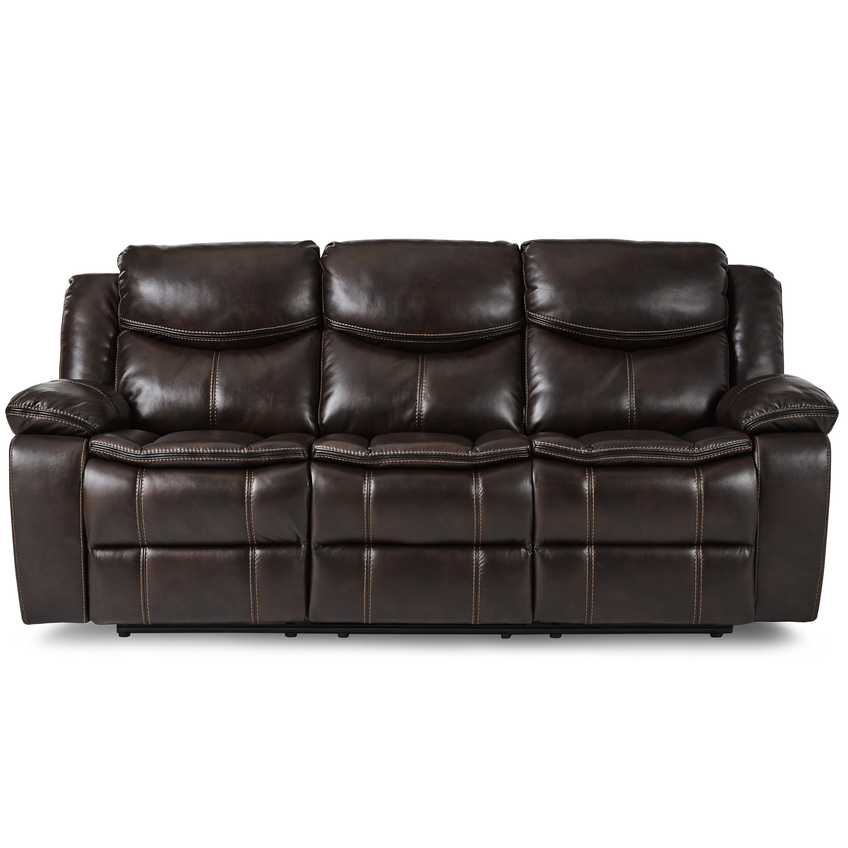Transitional Reclining Sofa 8230BRW-3 Bastrop 8230BRW-3 in Brown Faux Leather