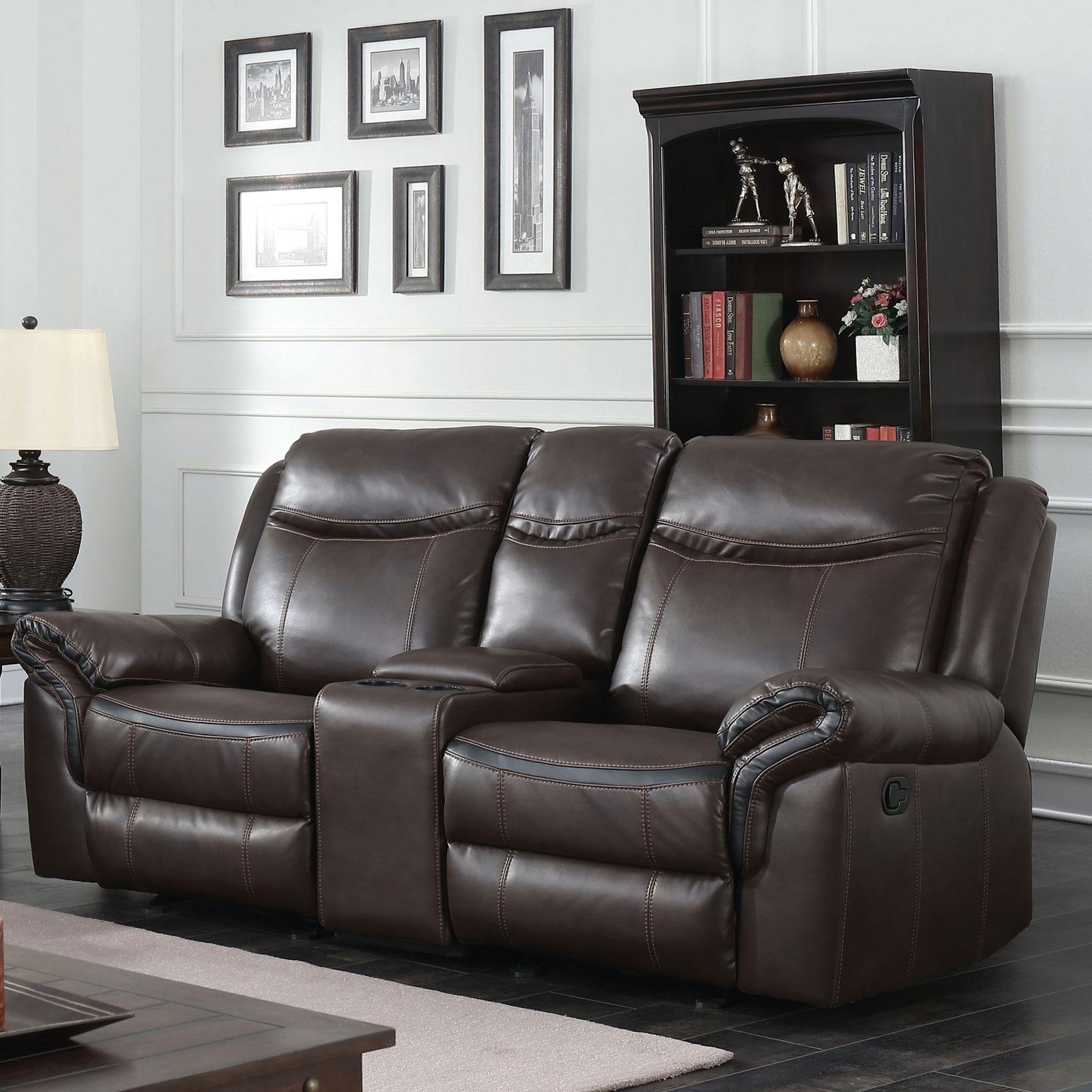 Transitional Loveseat CHENAI CM6297-LV CM6297-LV in Brown Faux Leather