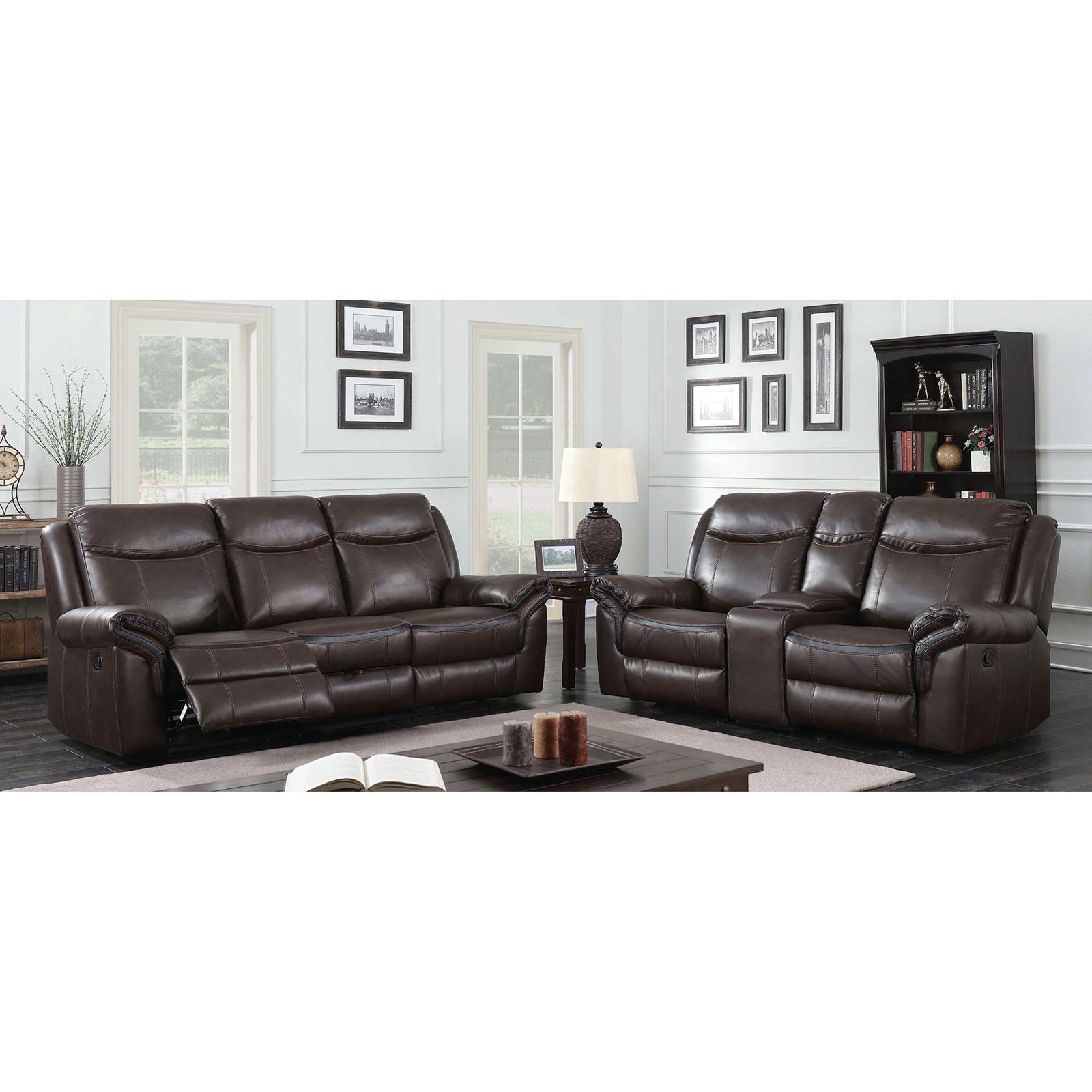 

    
Brown Faux Leather Loveseat CHENAI CM6297-LV Furniture of America Transitional
