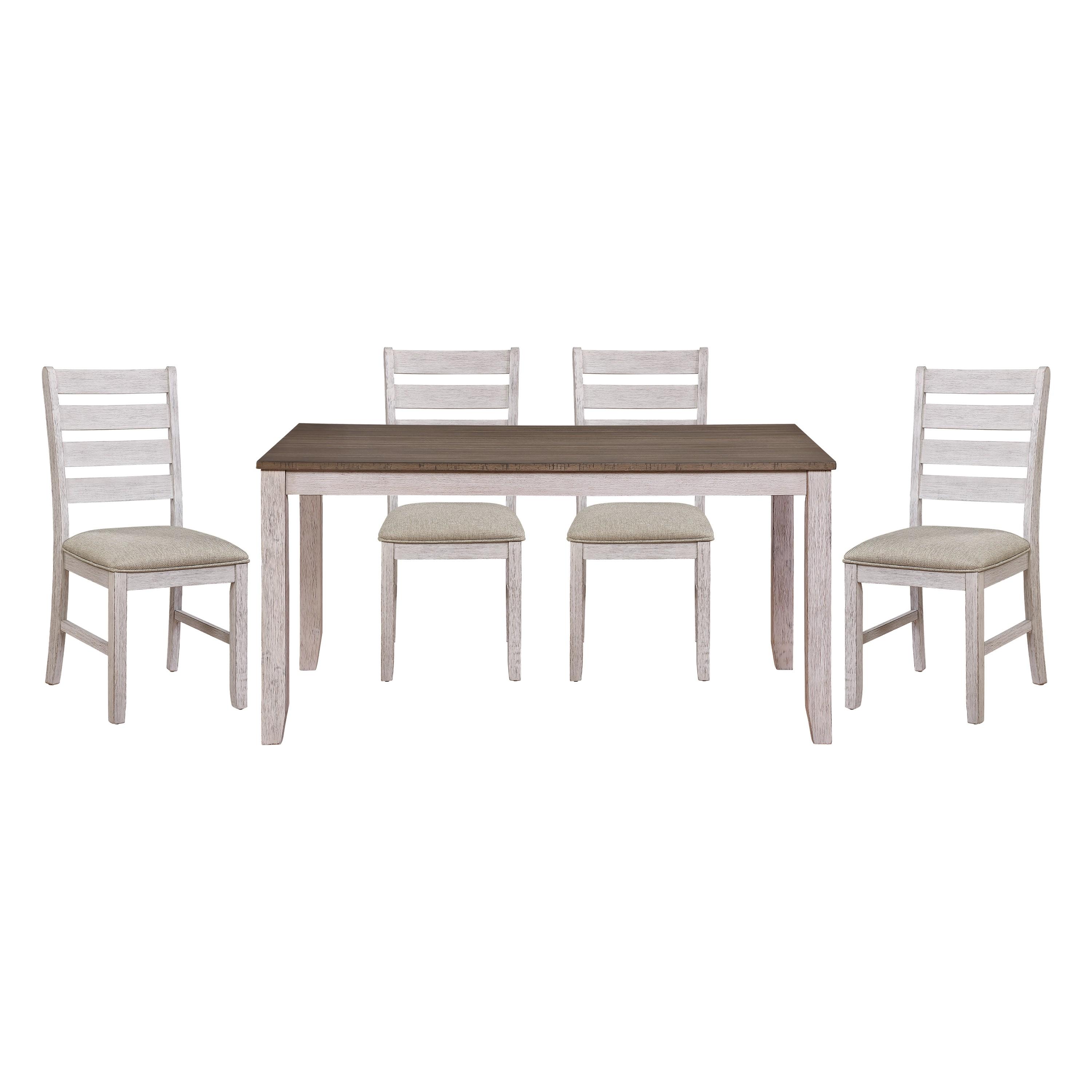 Transitional Dining Room Set 5769W-60*5PC Ithaca 5769W-60*5PC in White, Brown Polyester