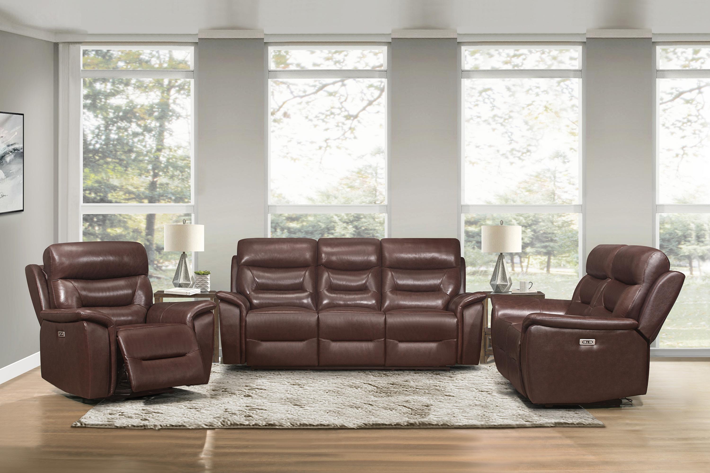 

    
9445BR-1PWH Transitional Brown Leather Power Reclining Chair Homelegance 9445BR-1PWH Armando
