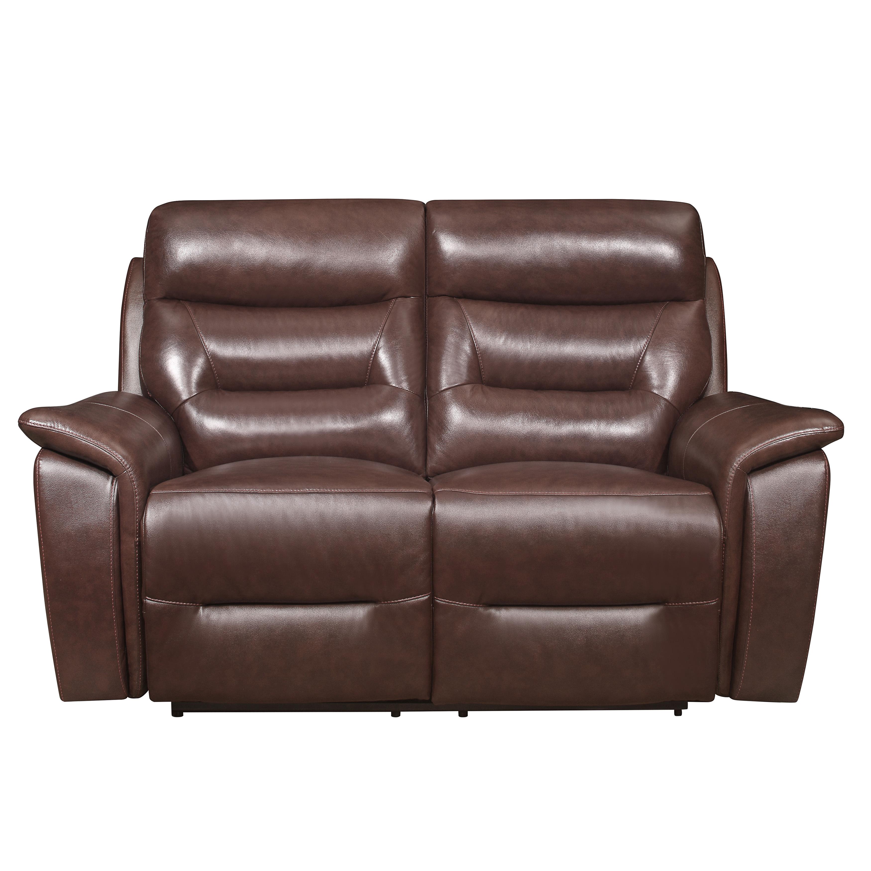 Transitional Power Reclining Loveseat 9445BR-2PWH Armando 9445BR-2PWH in Brown Leather