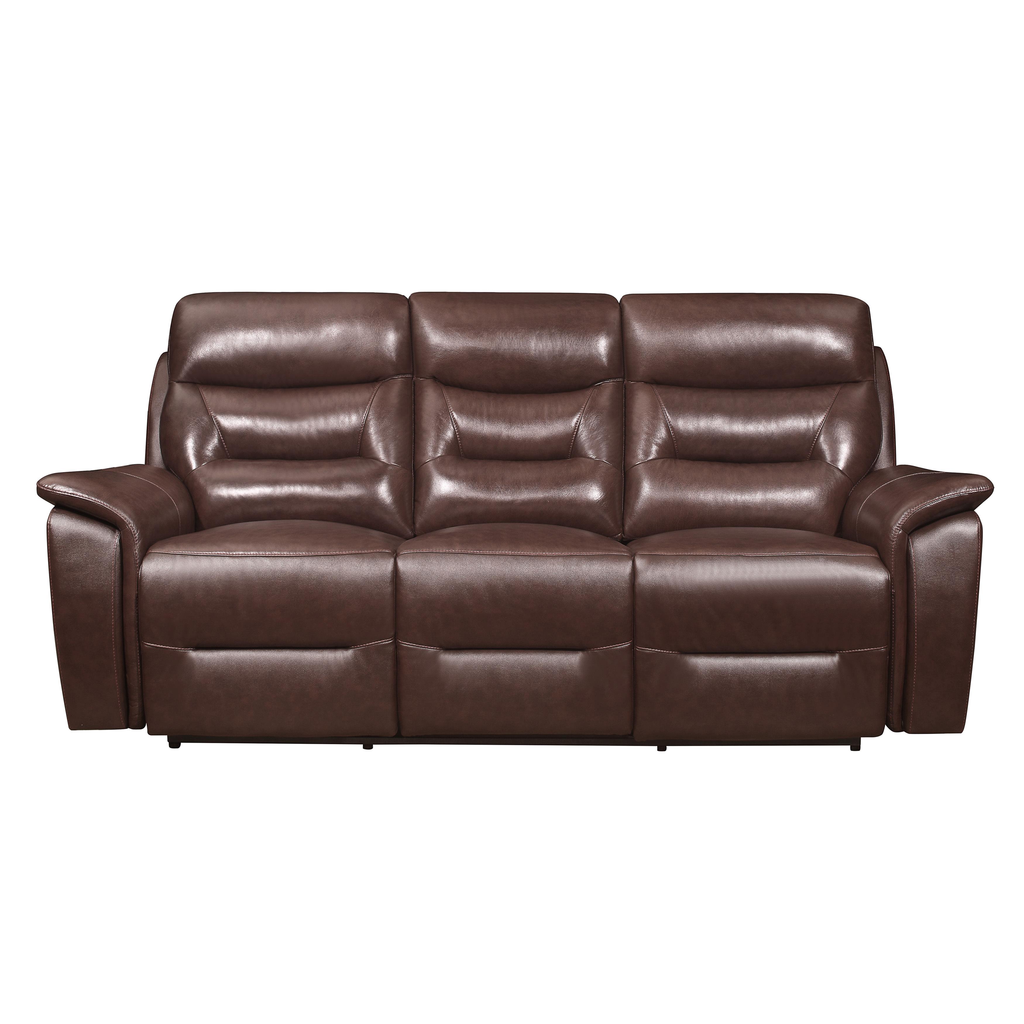 

    
Transitional Brown Leather Power Reclining Set 2pcs Homelegance 9445BR-PWH Armando

