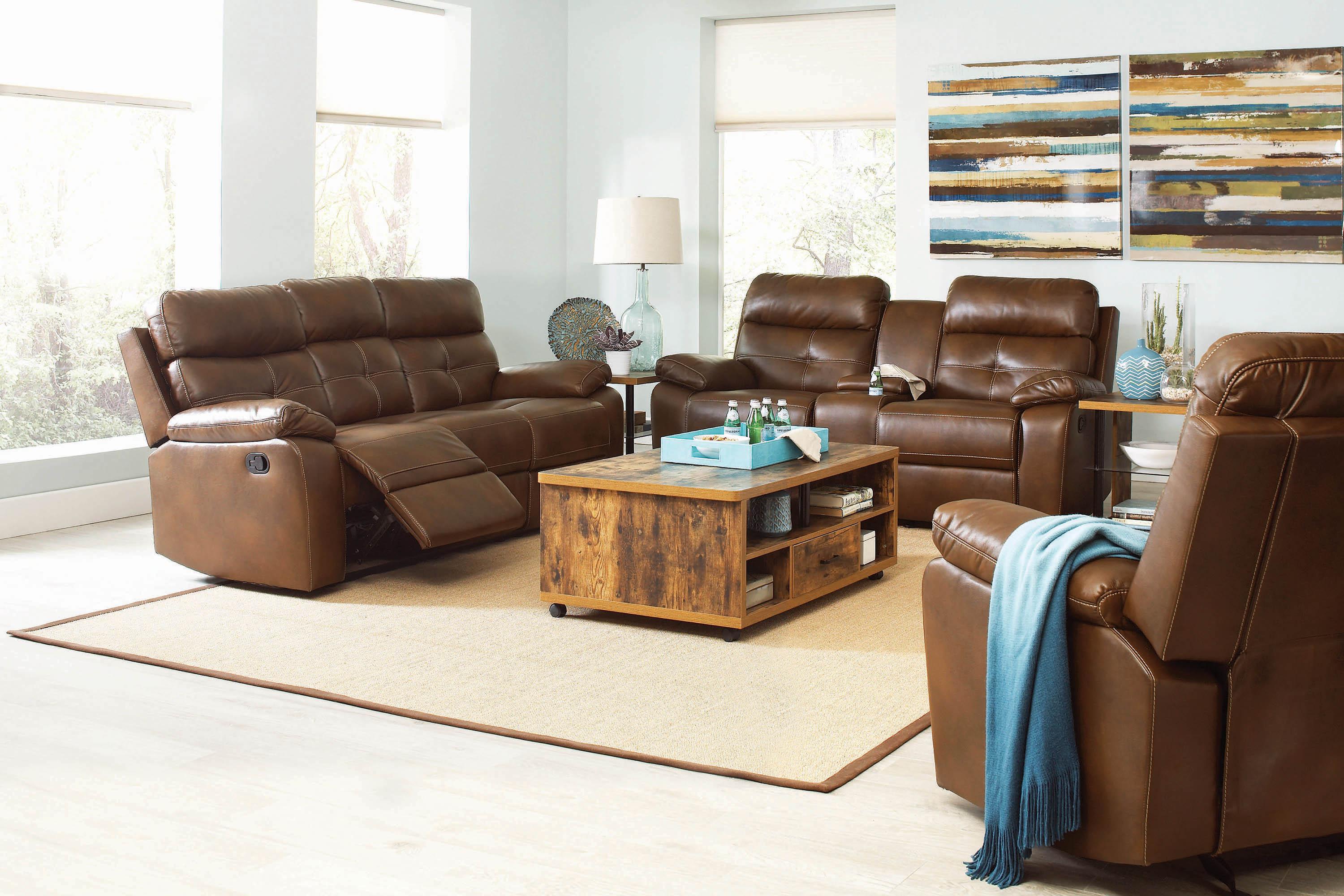 

    
Transitional Brown Leather Upholstery Glider loveseat Damino by Coaster
