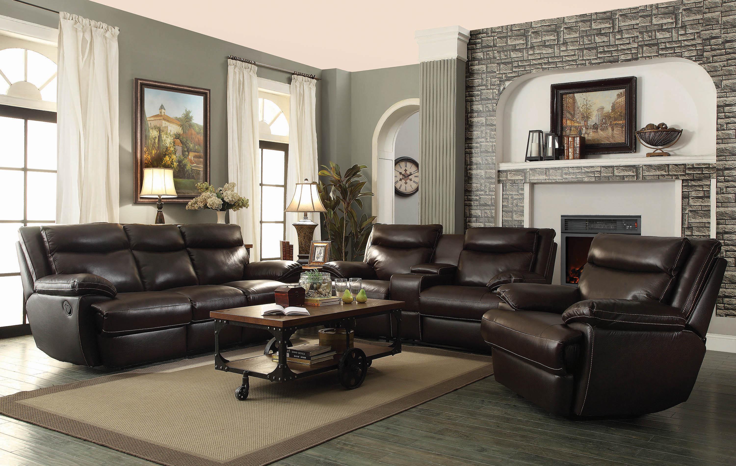 Transitional Motion Loveseat Macpherson 601812 in Brown Leather