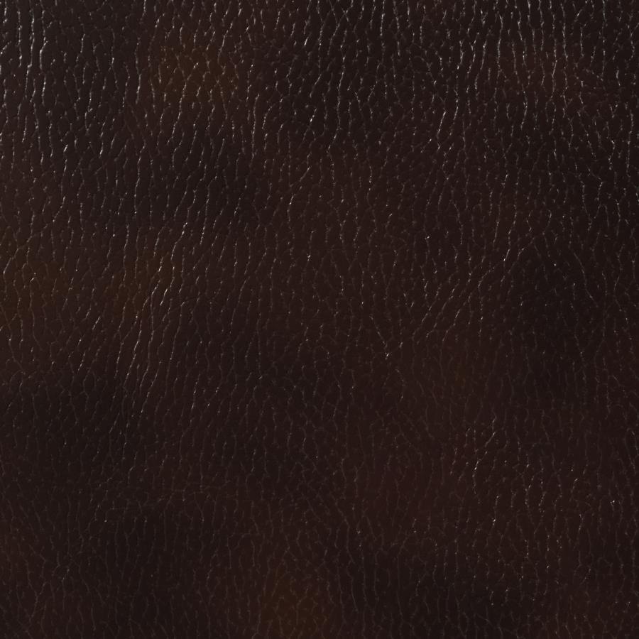 

    
 Shop  Modern Dark Brown Faux Leather Motion Sofa Coaster 601931 Willemse
