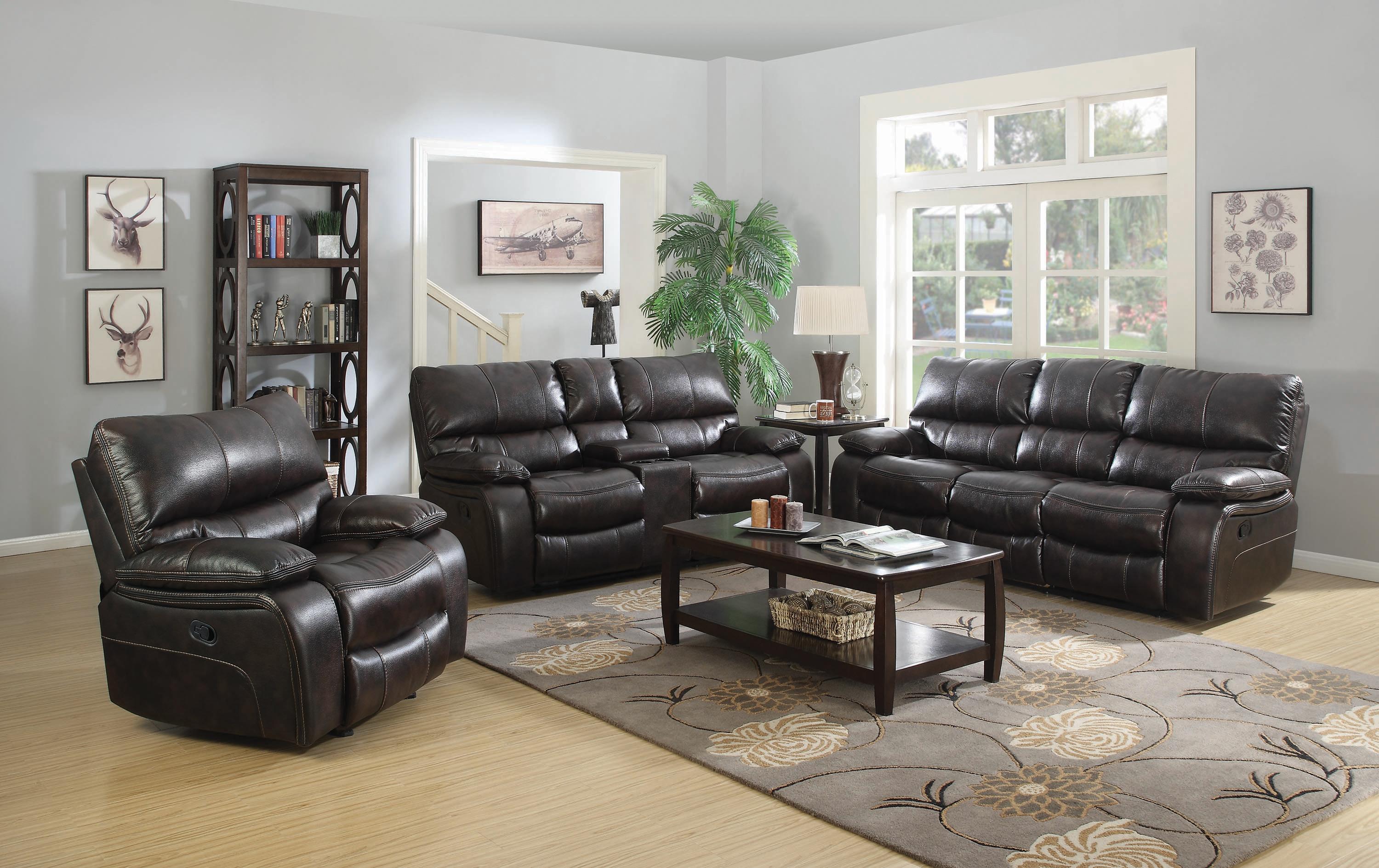 

                    
Buy Modern Dark Brown Faux Leather Motion Sofa Coaster 601931 Willemse
