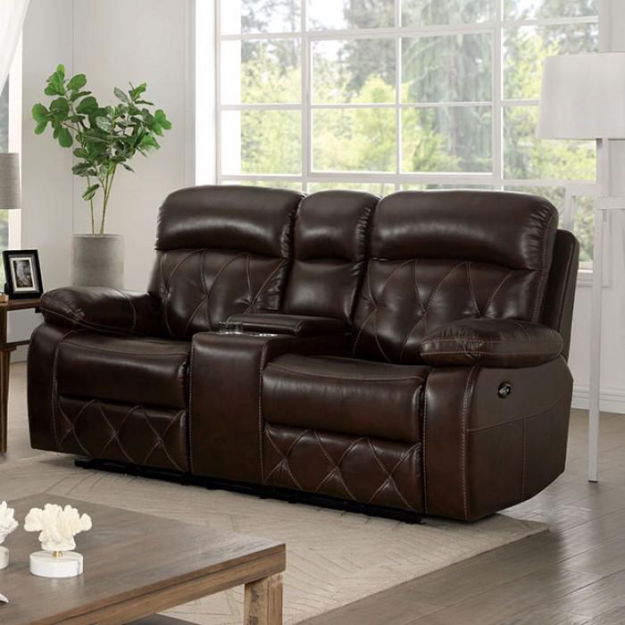 Transitional Recliner Loveseat CM6461-LV-PM Dusseldorf CM6461-LV-PM in Brown Leatherette