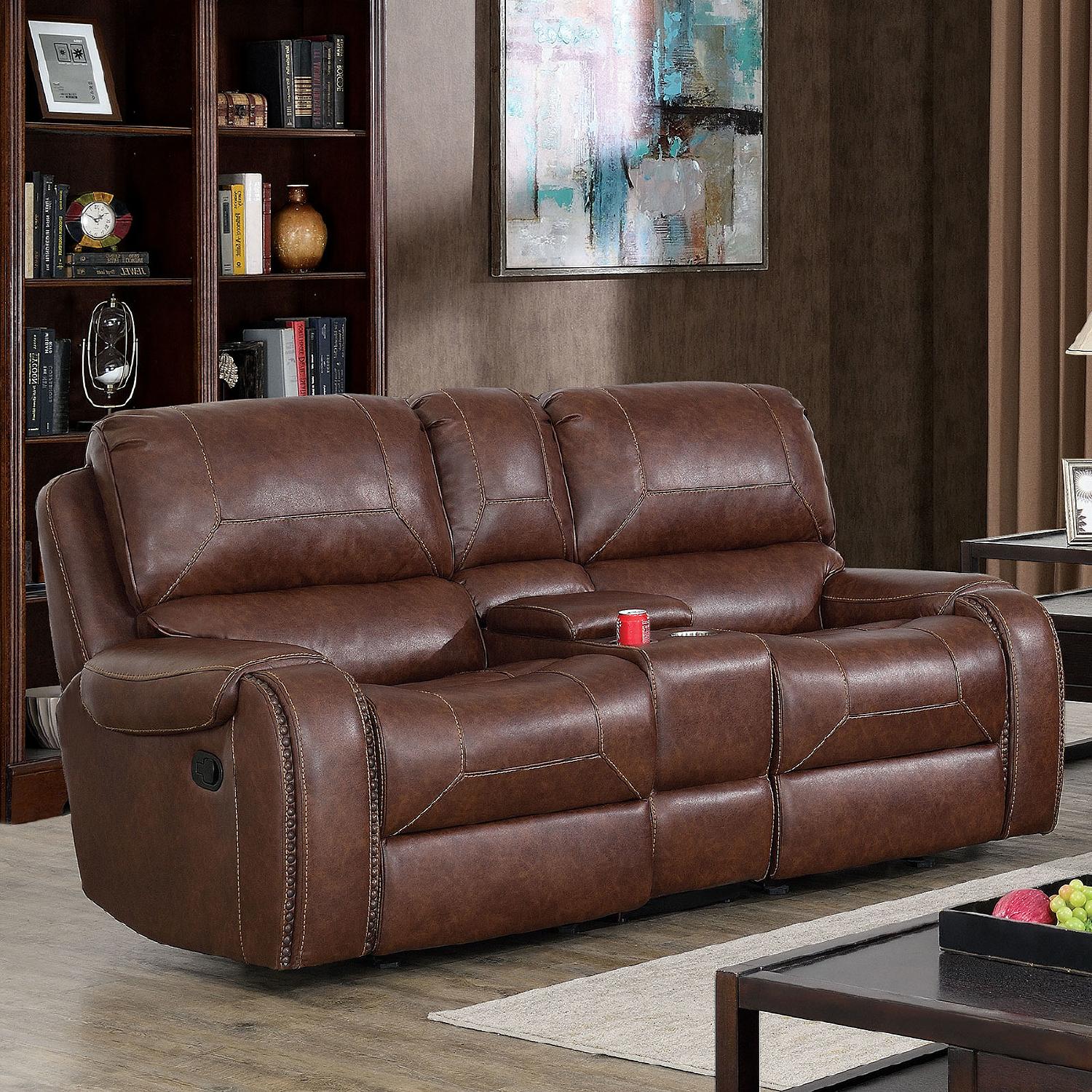 Transitional Power loveseat CM6950BR-LV-PM Walter CM6950BR-LV-PM in Brown Leatherette