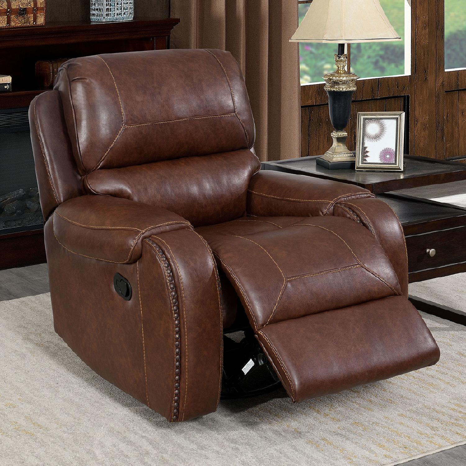 

    
Transitional Brown Leatherette Power Recliner Furniture of America CM6950BR-CH-PM Walter
