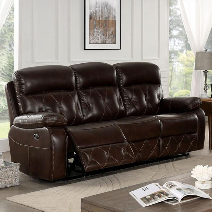 Transitional Recliner Sofa CM6461-SF-PM Dusseldorf CM6461-SF-PM in Brown Leatherette