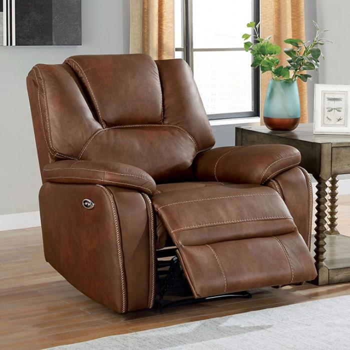 Transitional Recliner Chair CM6219BR-CH Ffion CM6219BR-CH in Brown Leatherette
