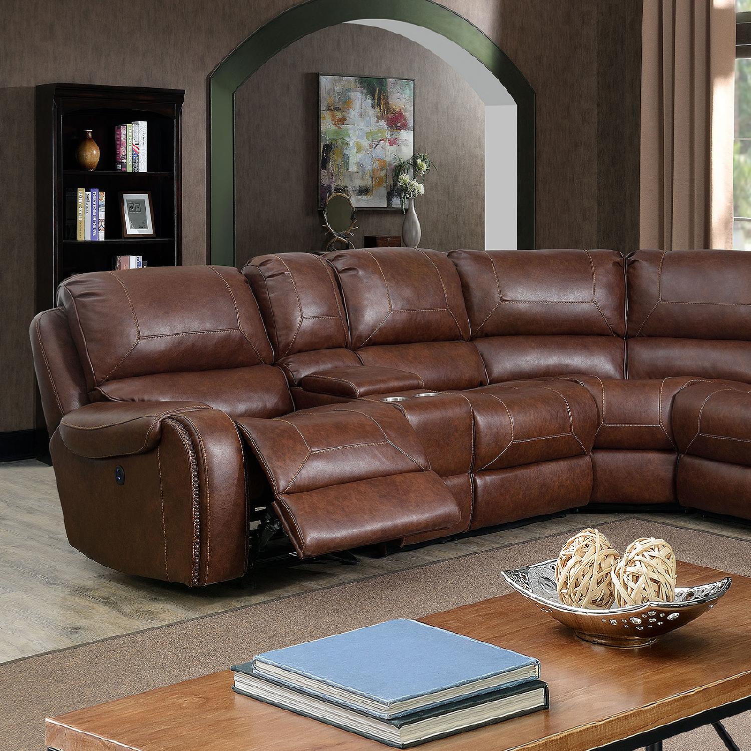 

    
Transitional Brown Leatherette Recliner Sectional Furniture of America CM6951BR-SECT Joanne
