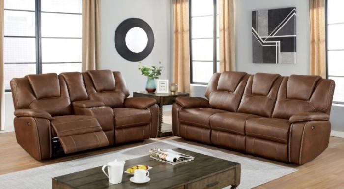 

    
Transitional Brown Leatherette Recliner Sofa Furniture of America CM6219BR-SF Ffion
