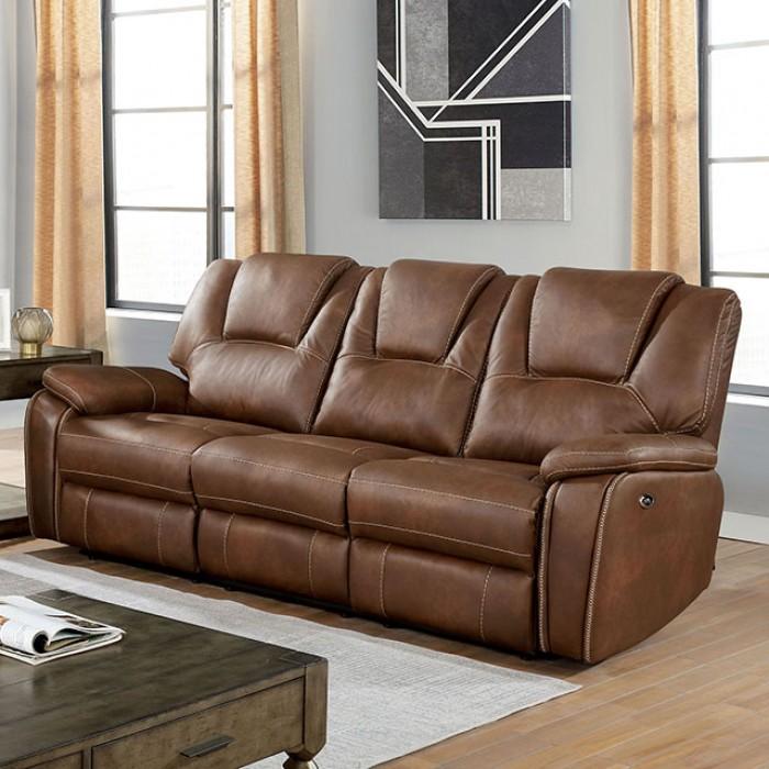 Transitional Recliner Sofa CM6219BR-SF Ffion CM6219BR-SF in Brown Leatherette