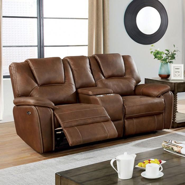 

    
Transitional Brown Leatherette Recliner Sofa Set 2pcs Furniture of America Ffion
