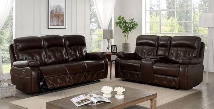 Transitional Recliner Sofa Set CM6461-SF-PM-3PC Dusseldorf CM6461-SF-PM-3PC in Brown Leatherette
