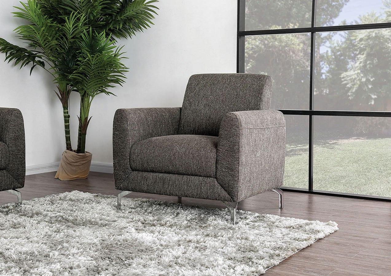 Transitional Arm Chair CM6088BR-CH Lauritz CM6088BR-CH in Brown Fabric
