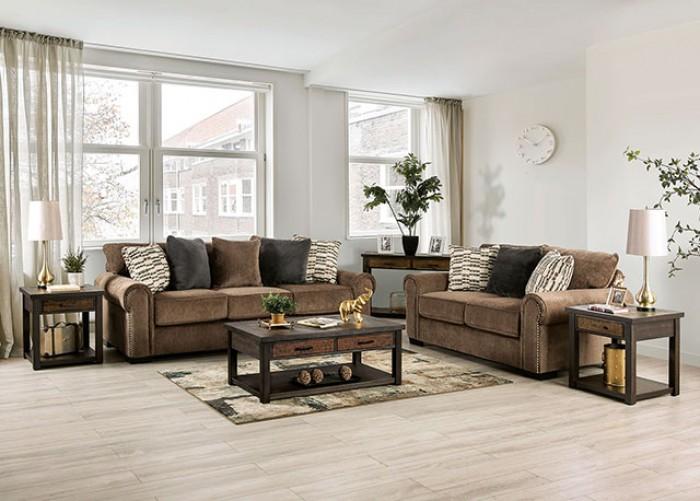 Transitional Sofa and Loveseat Set SM1216-SF-2PC Laredo SM1216-SF-2PC in Brown 