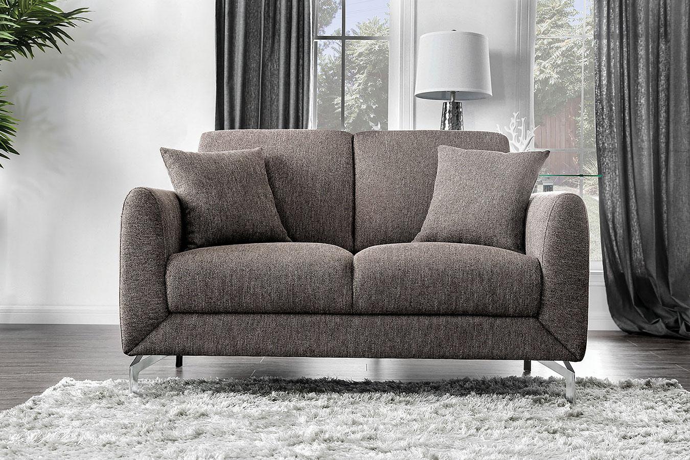 Transitional Loveseat CM6088BR-LV Lauritz CM6088BR-LV in Brown Fabric