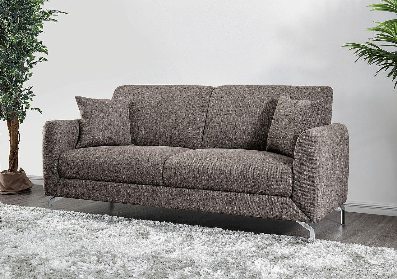 Transitional Sofa CM6088BR-SF Lauritz CM6088BR-SF in Brown Fabric