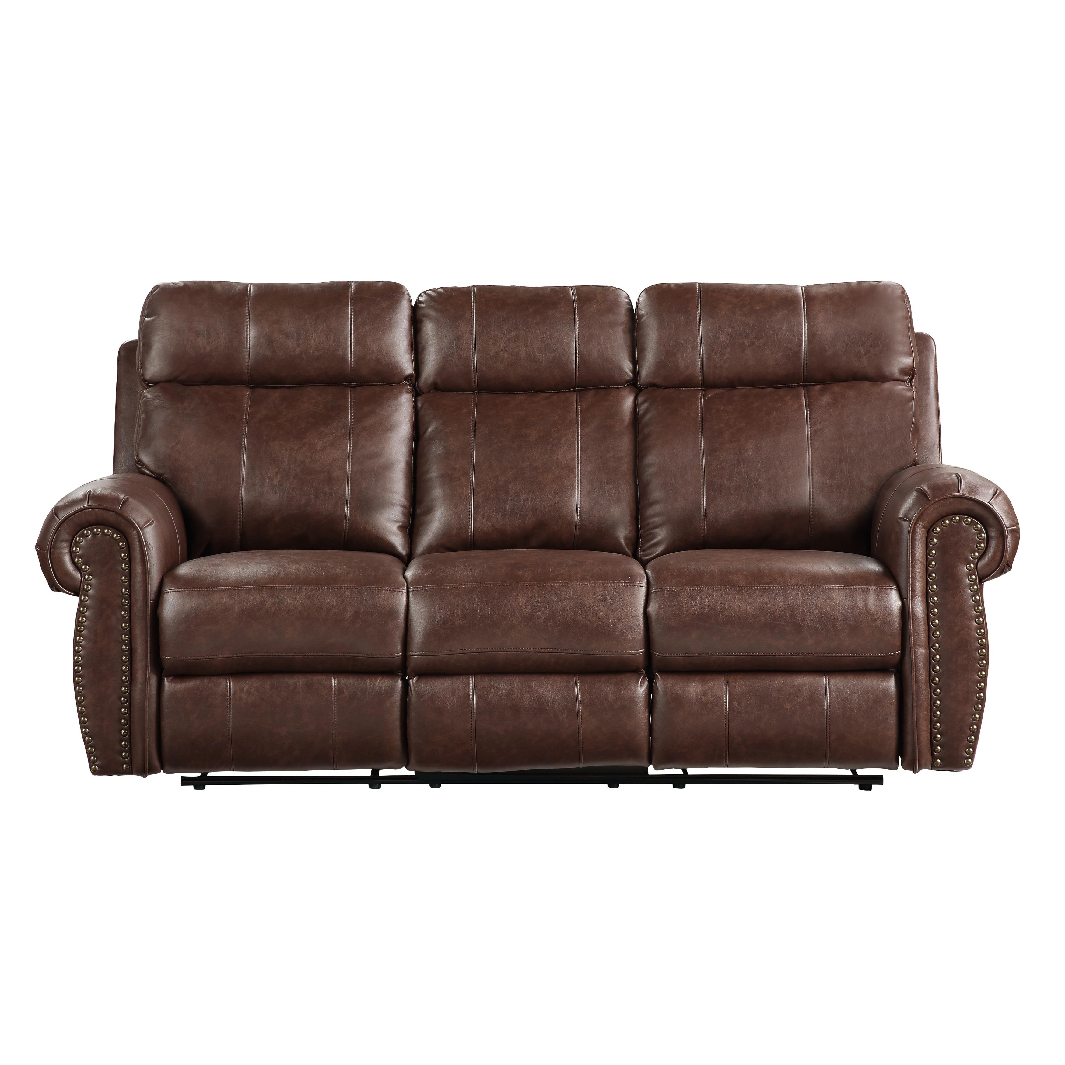 

    
Transitional Brown Microfiber Power Reclining Sofa Homelegance 9488BR-3PW Granville
