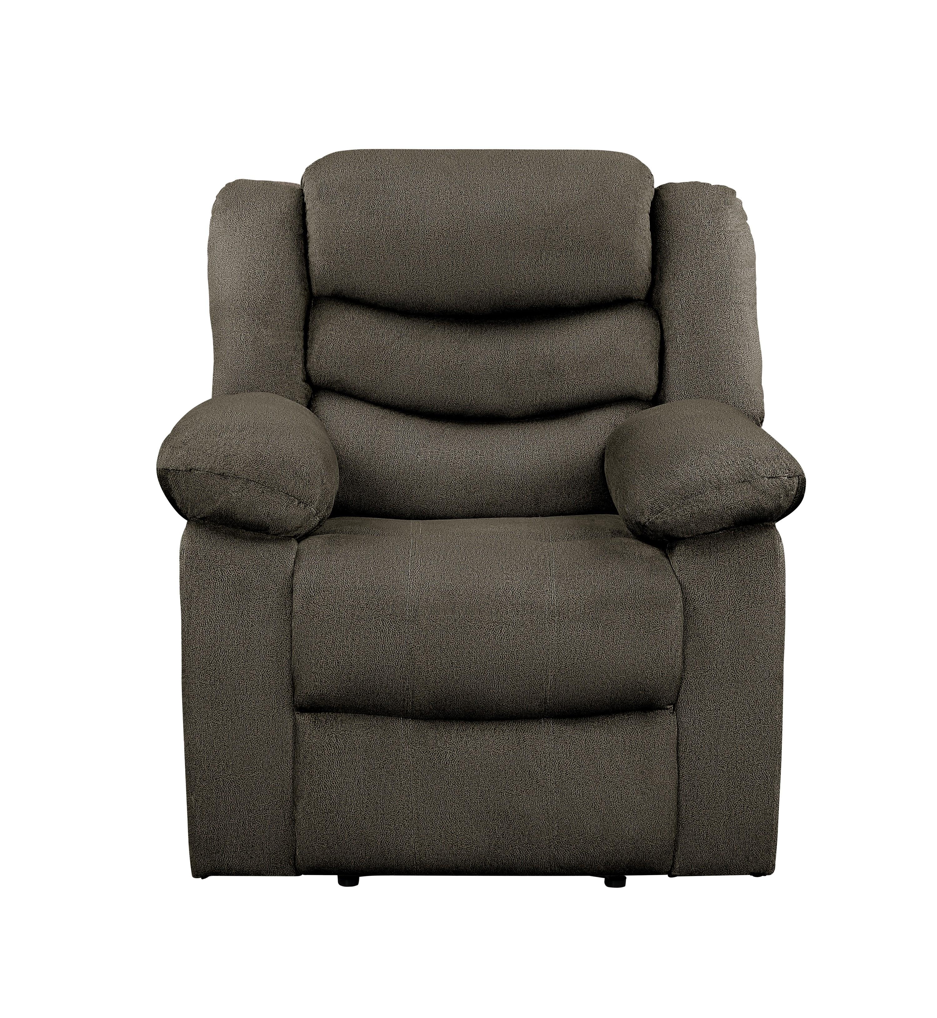 

    
Transitional Brown Microfiber Reclining Chair Homelegance 9526BR-1 Discus
