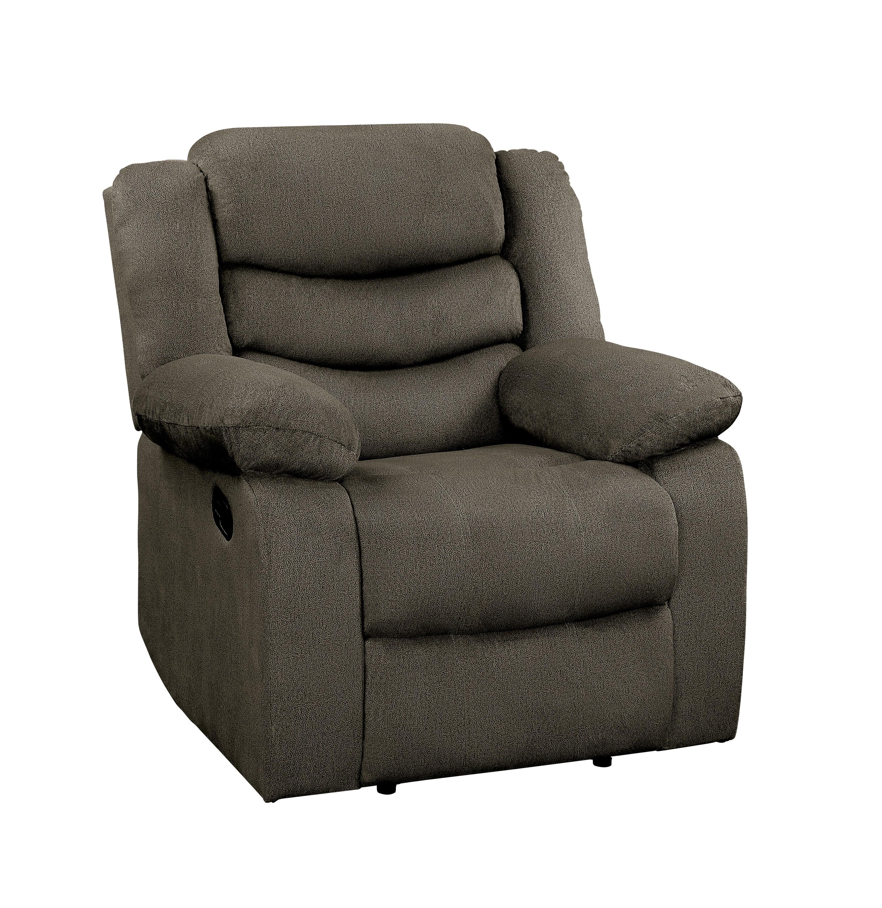 

    
Transitional Brown Microfiber Reclining Chair Homelegance 9526BR-1 Discus
