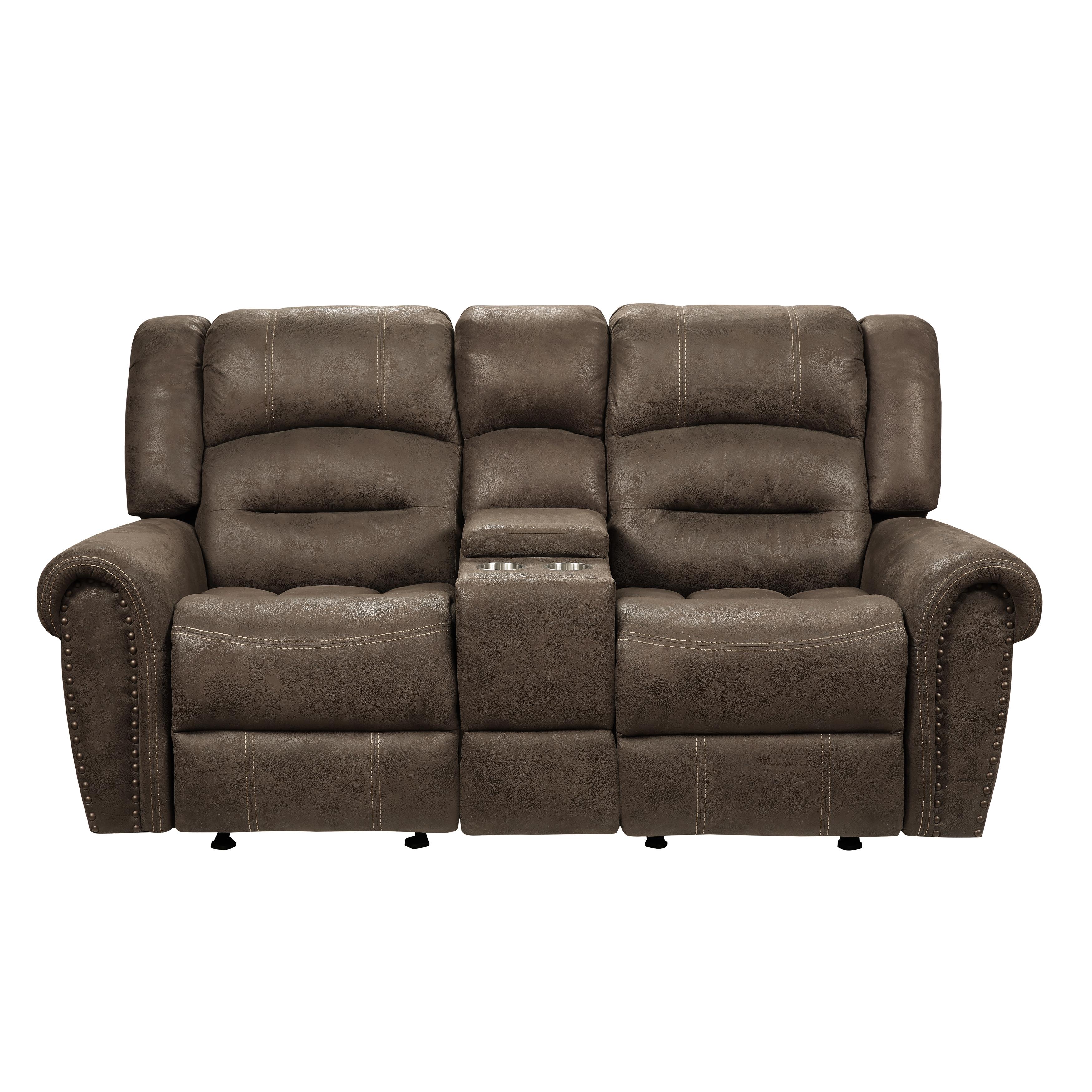 Transitional Reclining Loveseat 9467BR-2 Creighton 9467BR-2 in Brown Microfiber