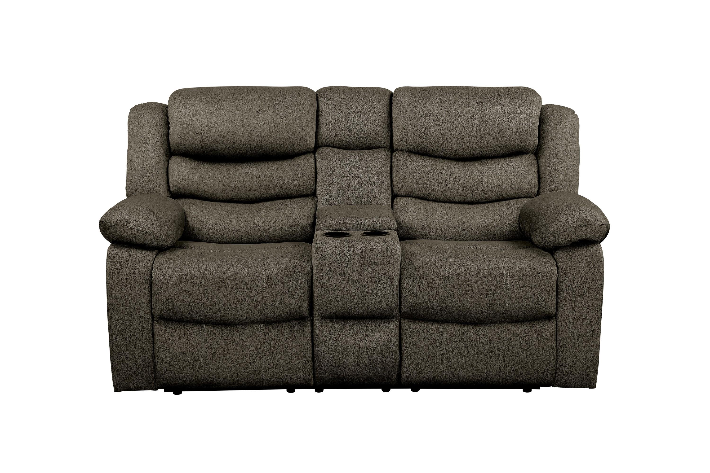 Transitional Reclining Loveseat 9526BR-2 Discus 9526BR-2 in Brown Microfiber