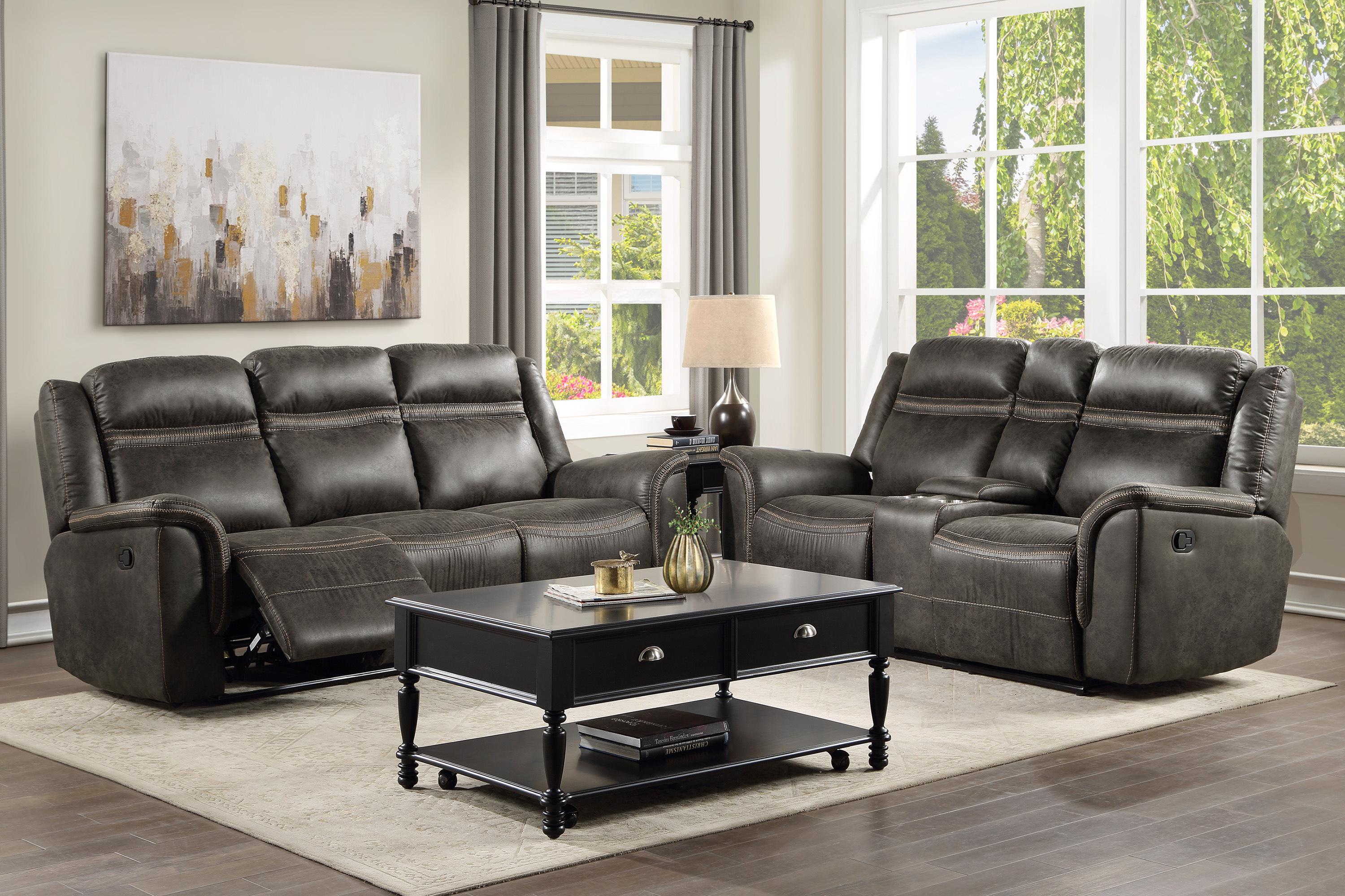 Transitional Reclining Set 9426-2PC Boise 9426-2PC in Brown Microfiber