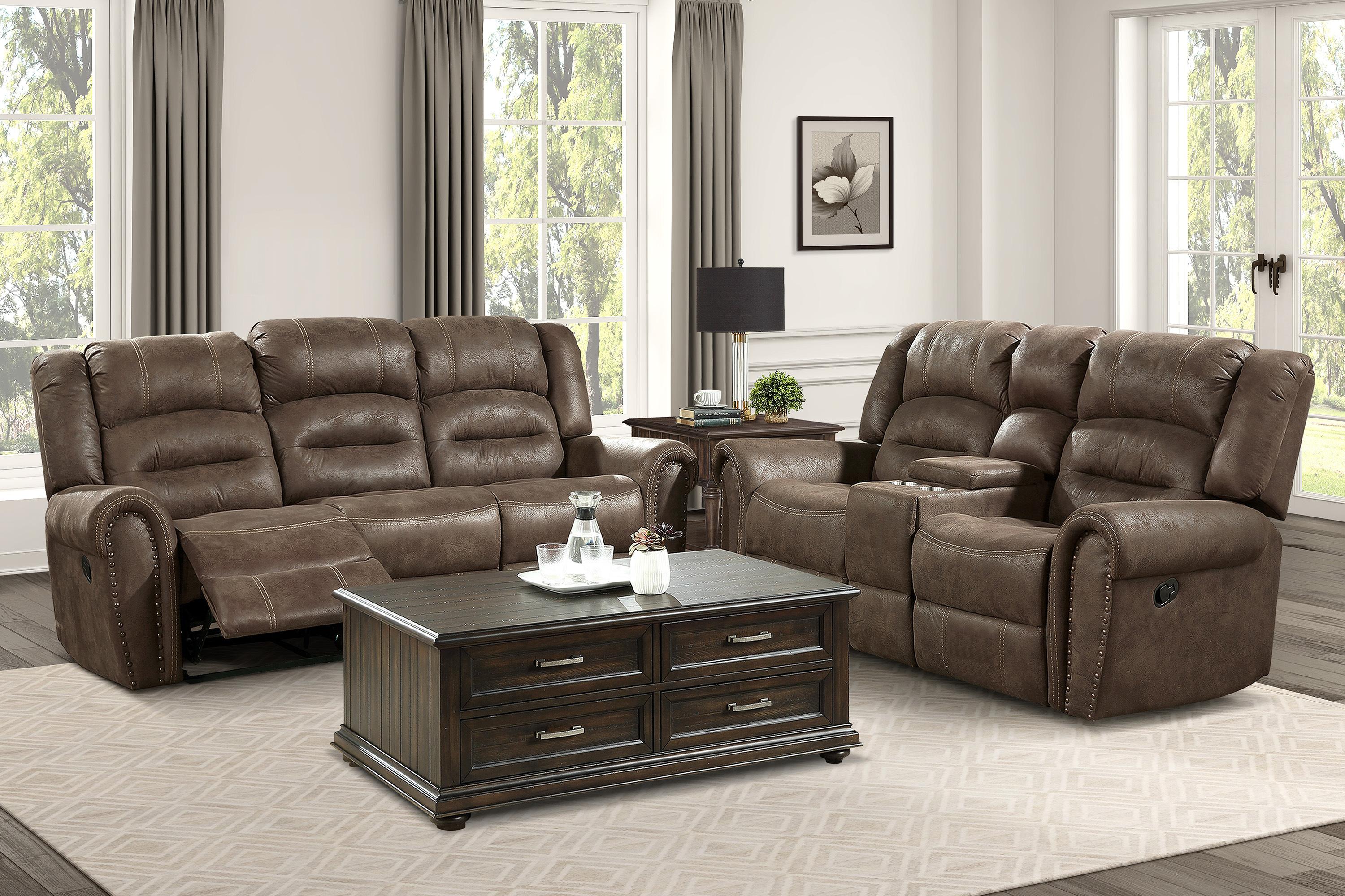 Transitional Reclining Set 9467BR-2PC Creighton 9467BR-2PC in Brown Microfiber