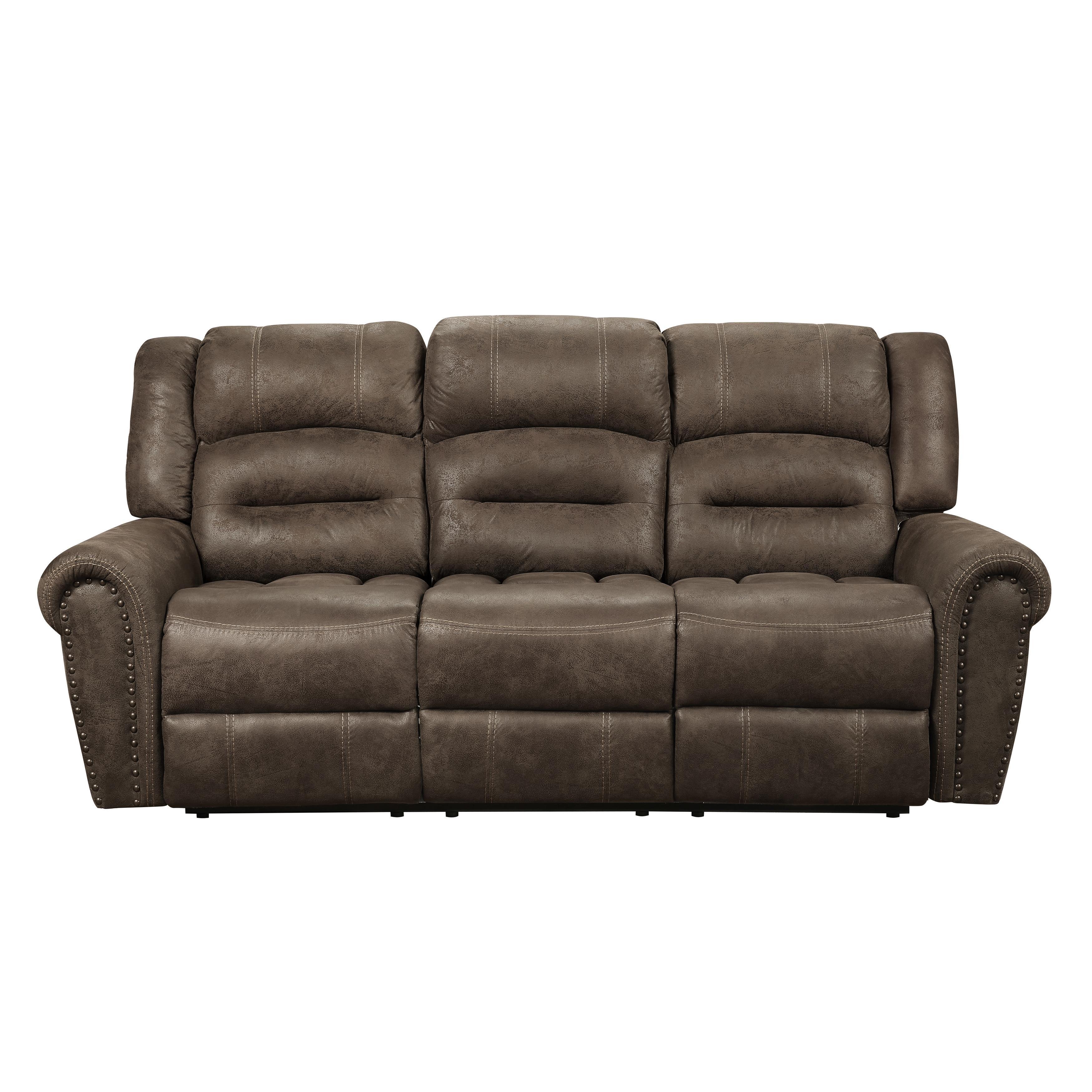 Transitional Reclining Sofa 9467BR-3 Creighton 9467BR-3 in Brown Microfiber