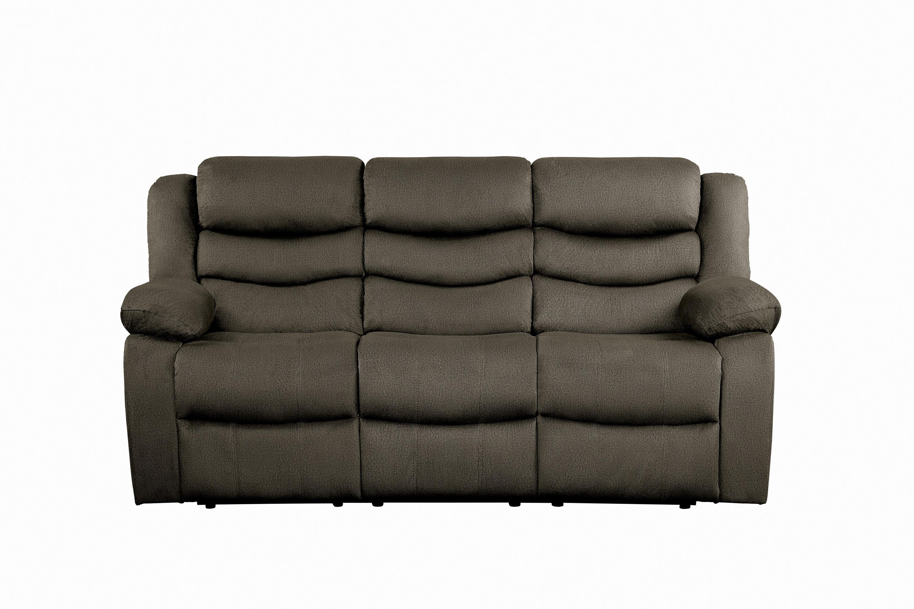 Transitional Reclining Sofa 9526BR-3 Discus 9526BR-3 in Brown Microfiber