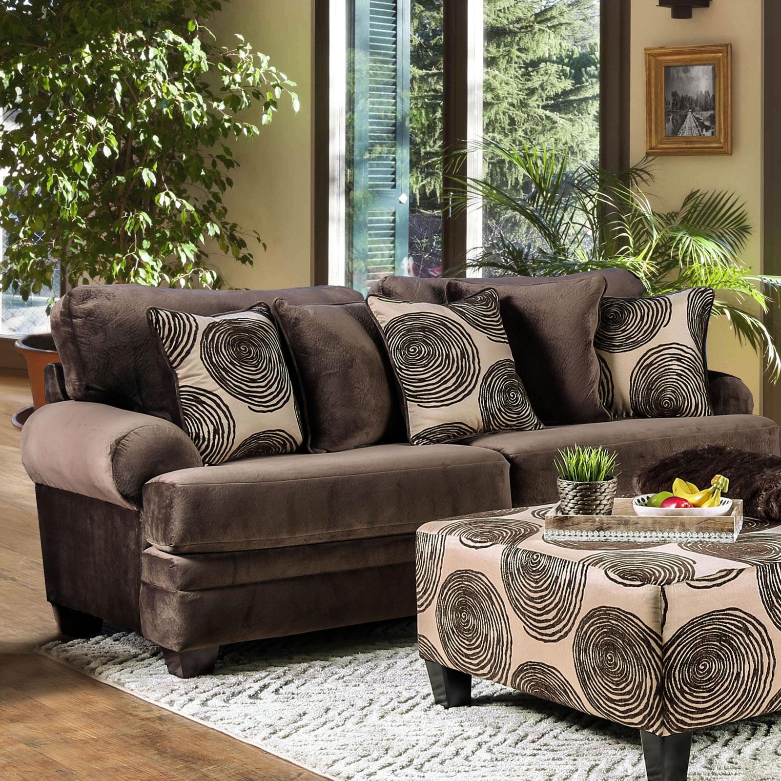 

    
Transitional Brown Microfiber Sofa and Loveseat Furniture of America Bonaventura
