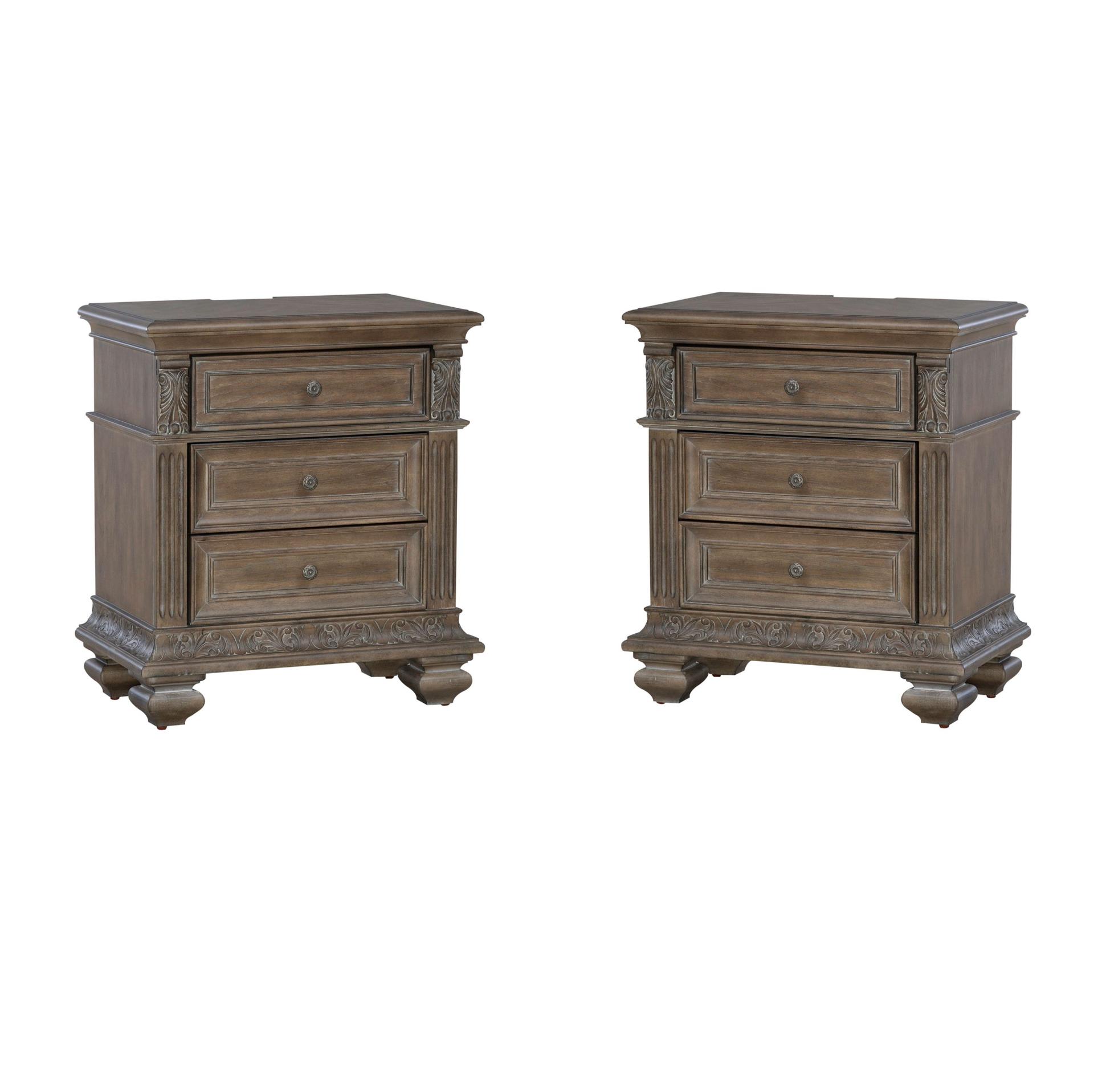 Transitional Nightstand Set Carlisle Court (502-BR) 502-BR61-Set-2 in Brown 