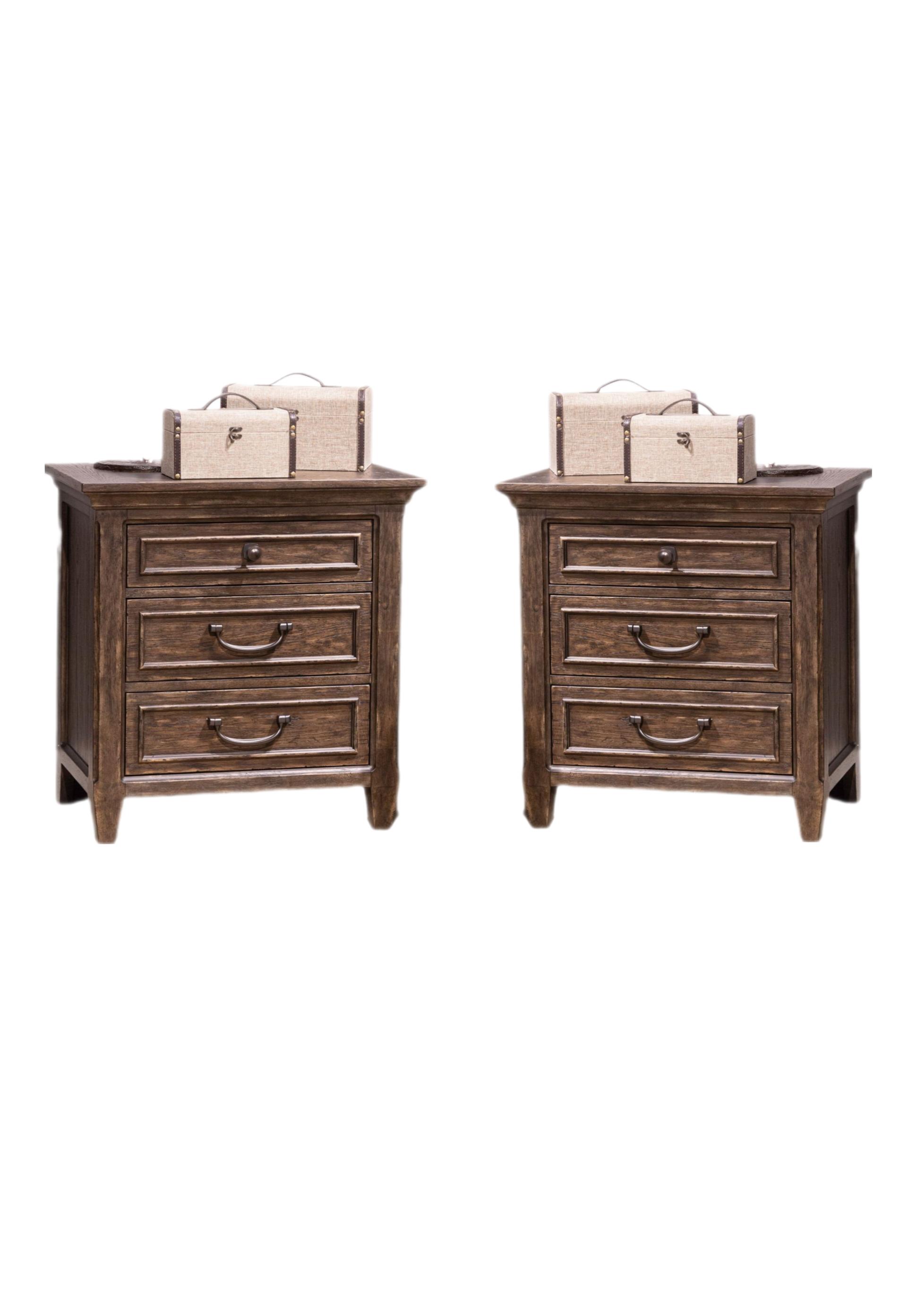 Transitional Nightstand Set Paradise Valley (297-BR) 297-BR61-2PC in Brown 