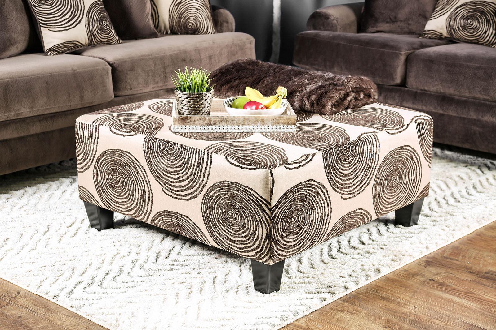 

    
Transitional Brown Pattern Microfiber Ottoman Furniture of America SM5142BR-OT Bonaventura
