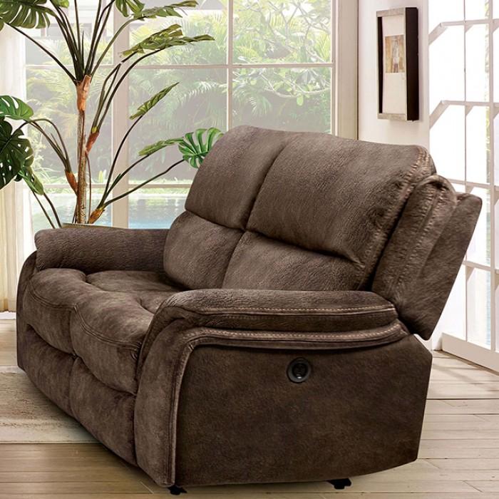 Transitional Reclining Loveseat Henricus Manual Reclining Loveseat CM9911DB-LV-L CM9911DB-LV-L in Dark Brown Fabric