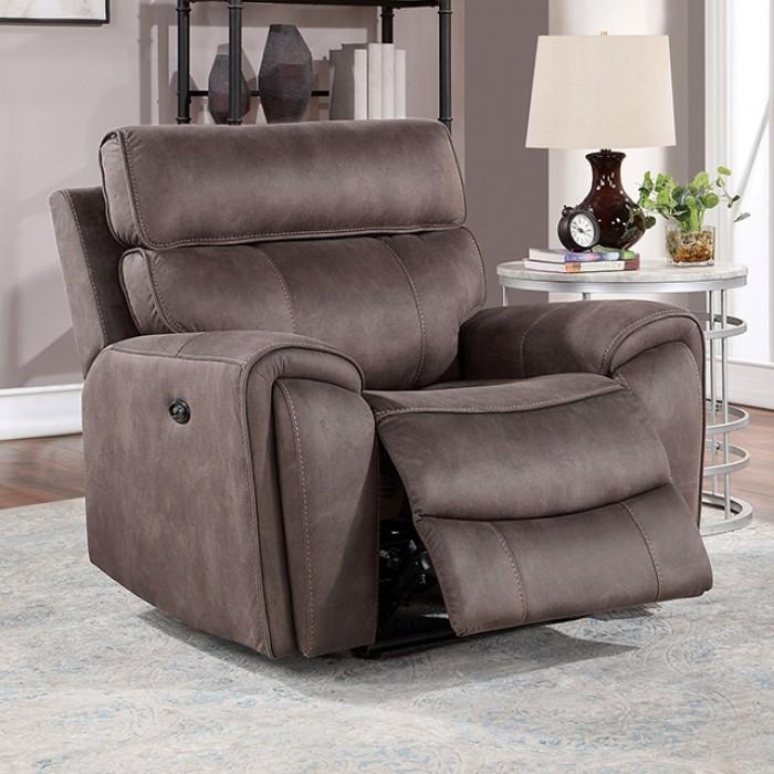 Transitional Power Reclining Chair Clint Power Reclining Chair CM6260BR-CH-PM-C CM6260BR-CH-PM-C in Brown Leatherette