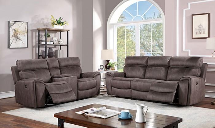 Transitional Power Reclining Loveseat Clint Power Reclining Loveseat CM6260BR-LV-PM-L CM6260BR-LV-PM-L in Brown Leatherette