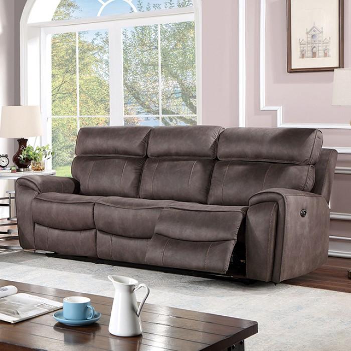 Transitional Power Reclining Sofa Clint Power Reclining Sofa CM6260BR-SF-PM-S CM6260BR-SF-PM-S in Brown Leatherette