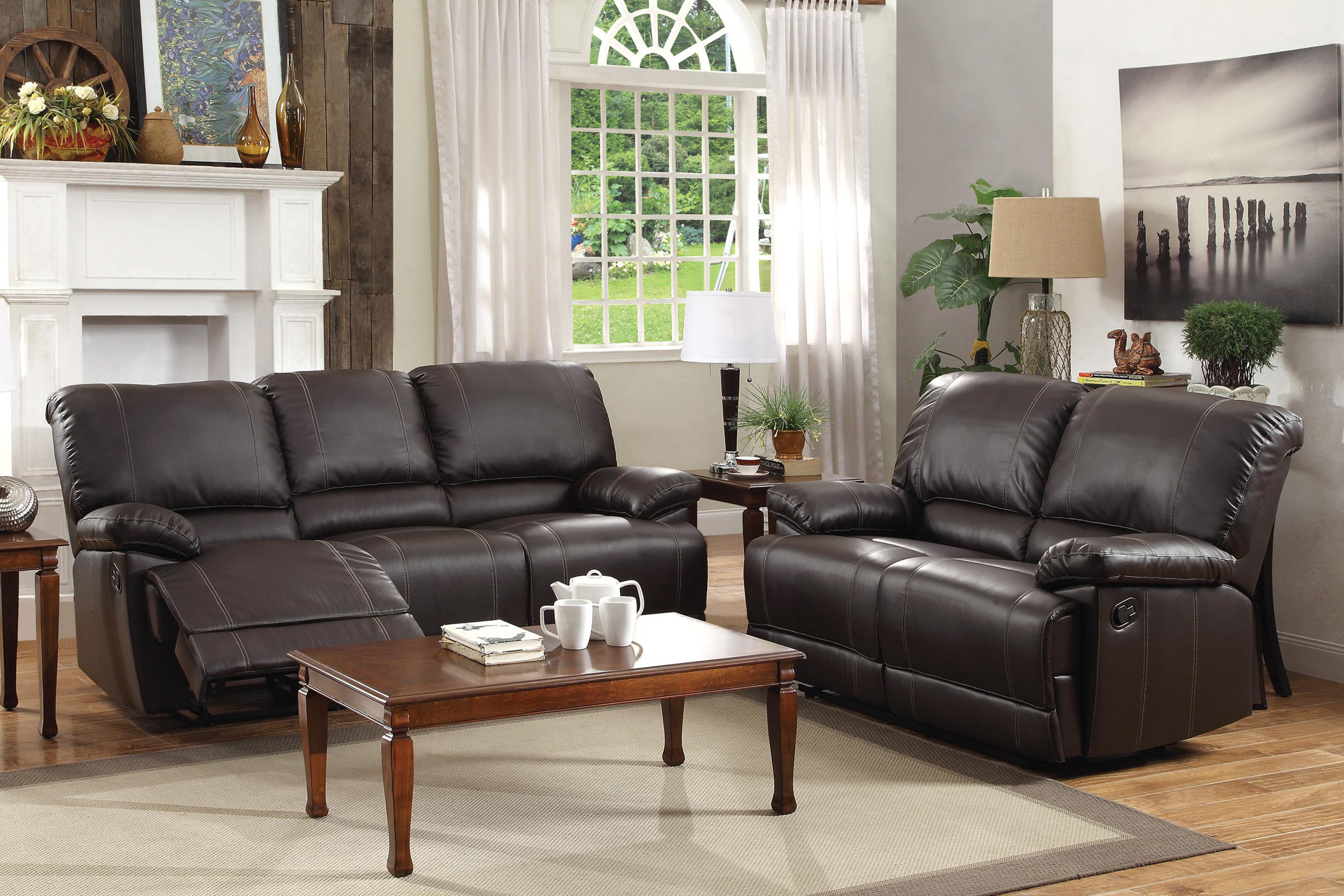 Transitional Reclining Living Room Set Cassville Reclining Living Room Set 2PCS 8403-3-S-2PCS 8403-3-S-2PCS in Brown Faux Leather